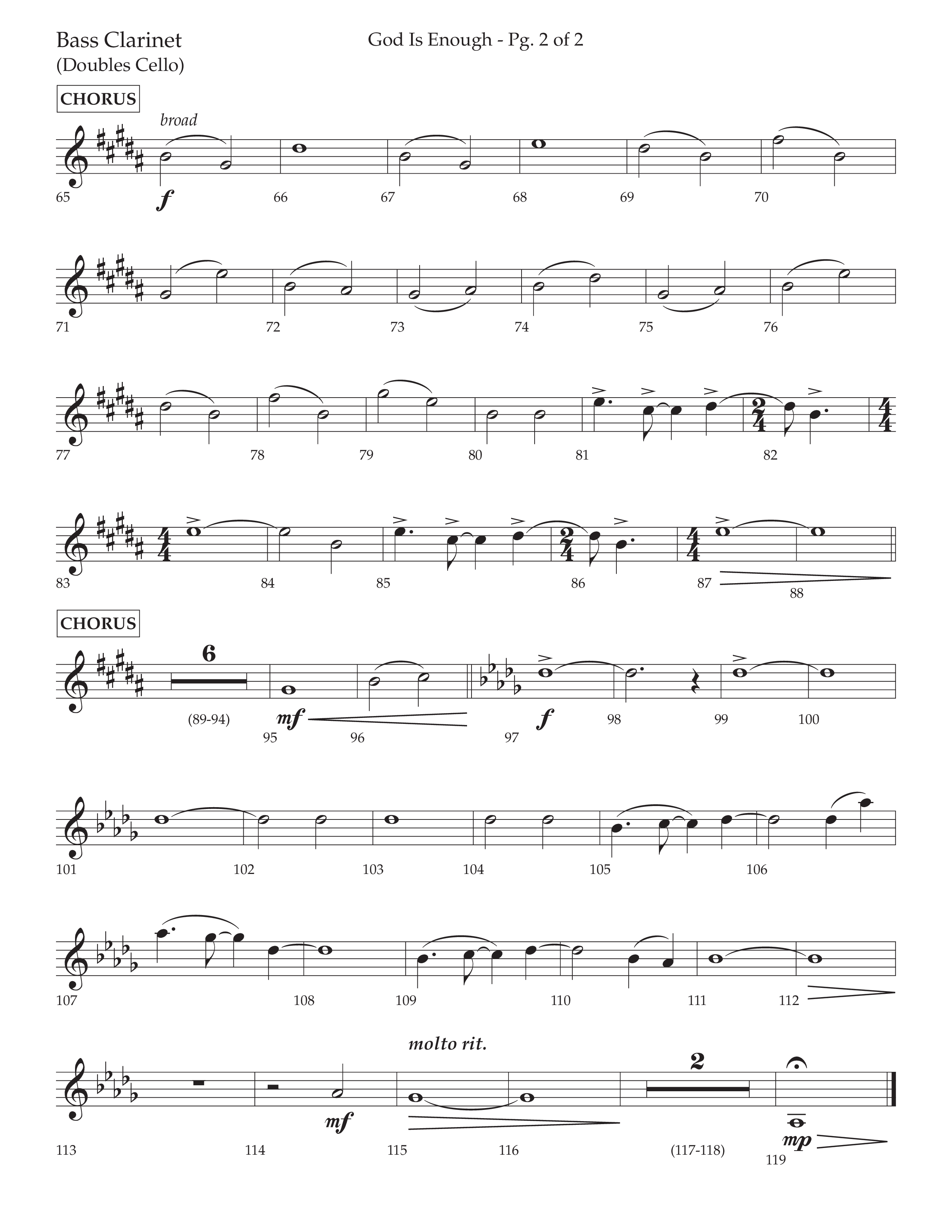 God Is Enough (Choral Anthem SATB) Bass Clarinet (Lifeway Choral / Arr. David Wise / Orch. David Shipps)