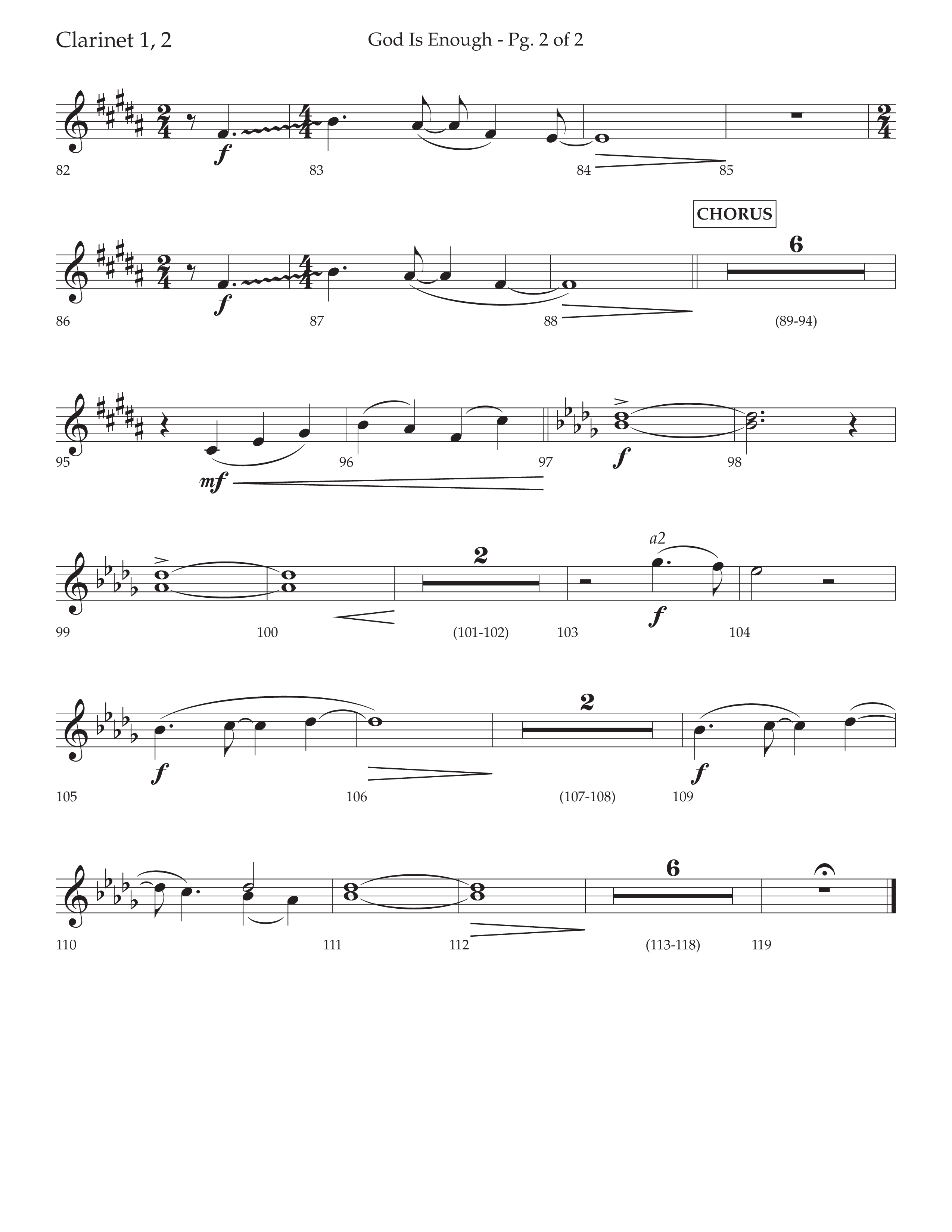God Is Enough (Choral Anthem SATB) Clarinet 1/2 (Lifeway Choral / Arr. David Wise / Orch. David Shipps)