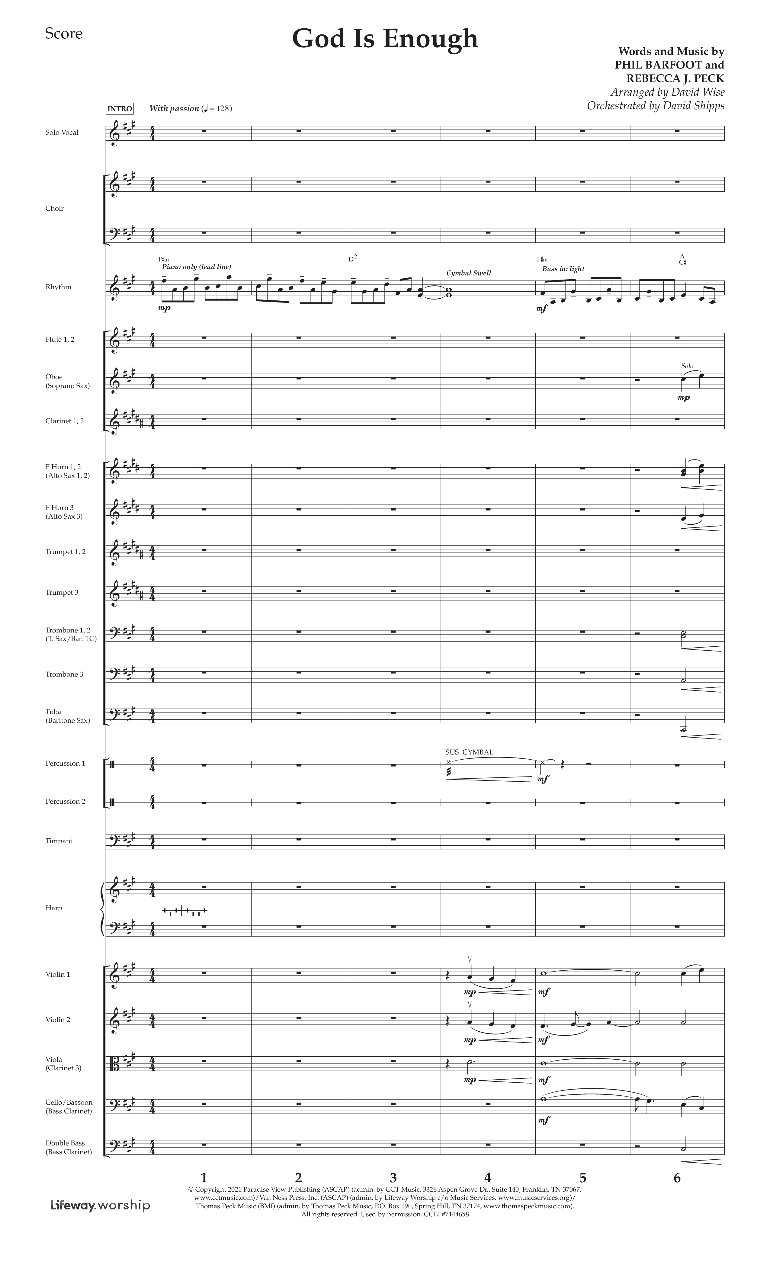 God Is Enough (Choral Anthem SATB) Orchestration (Lifeway Choral / Arr. David Wise / Orch. David Shipps)