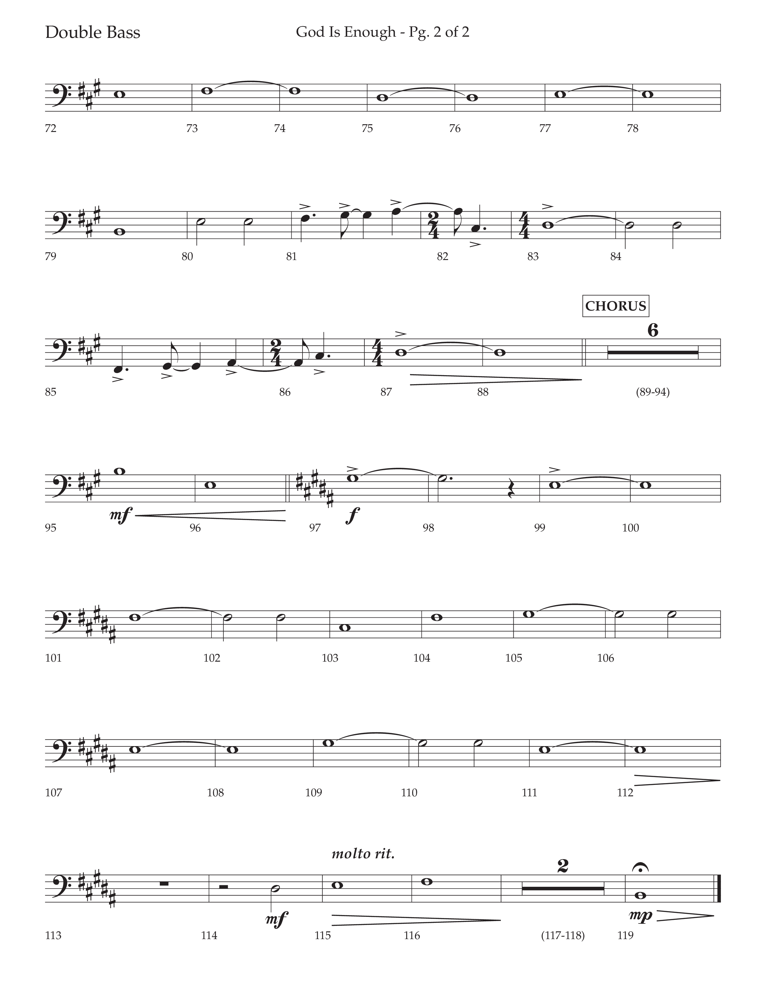 God Is Enough (Choral Anthem SATB) Double Bass (Lifeway Choral / Arr. David Wise / Orch. David Shipps)