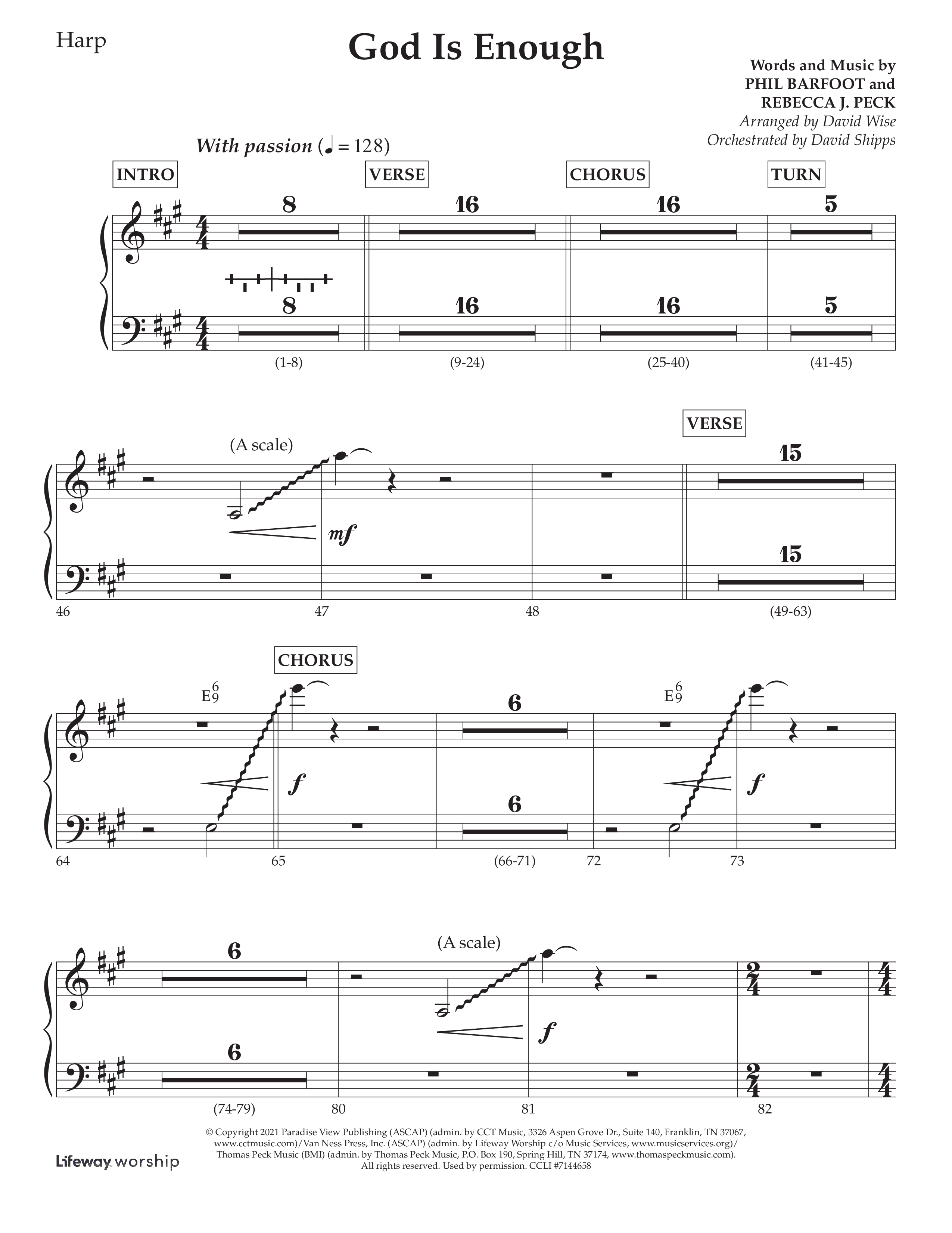 God Is Enough (Choral Anthem SATB) Harp (Lifeway Choral / Arr. David Wise / Orch. David Shipps)