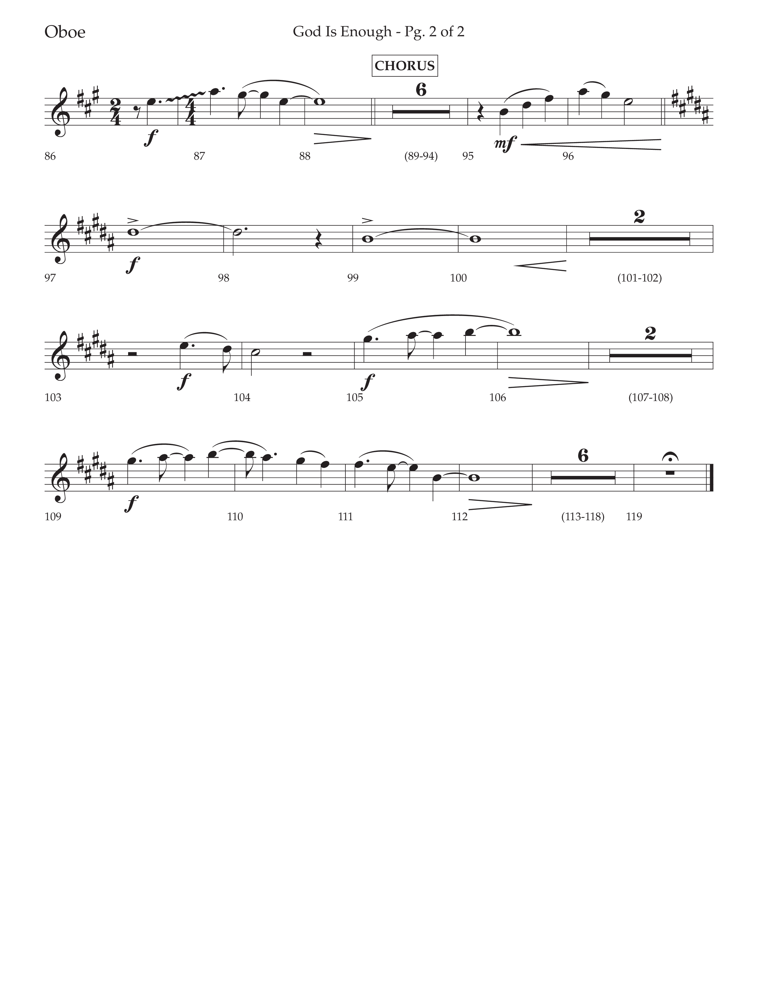 God Is Enough (Choral Anthem SATB) Oboe (Lifeway Choral / Arr. David Wise / Orch. David Shipps)