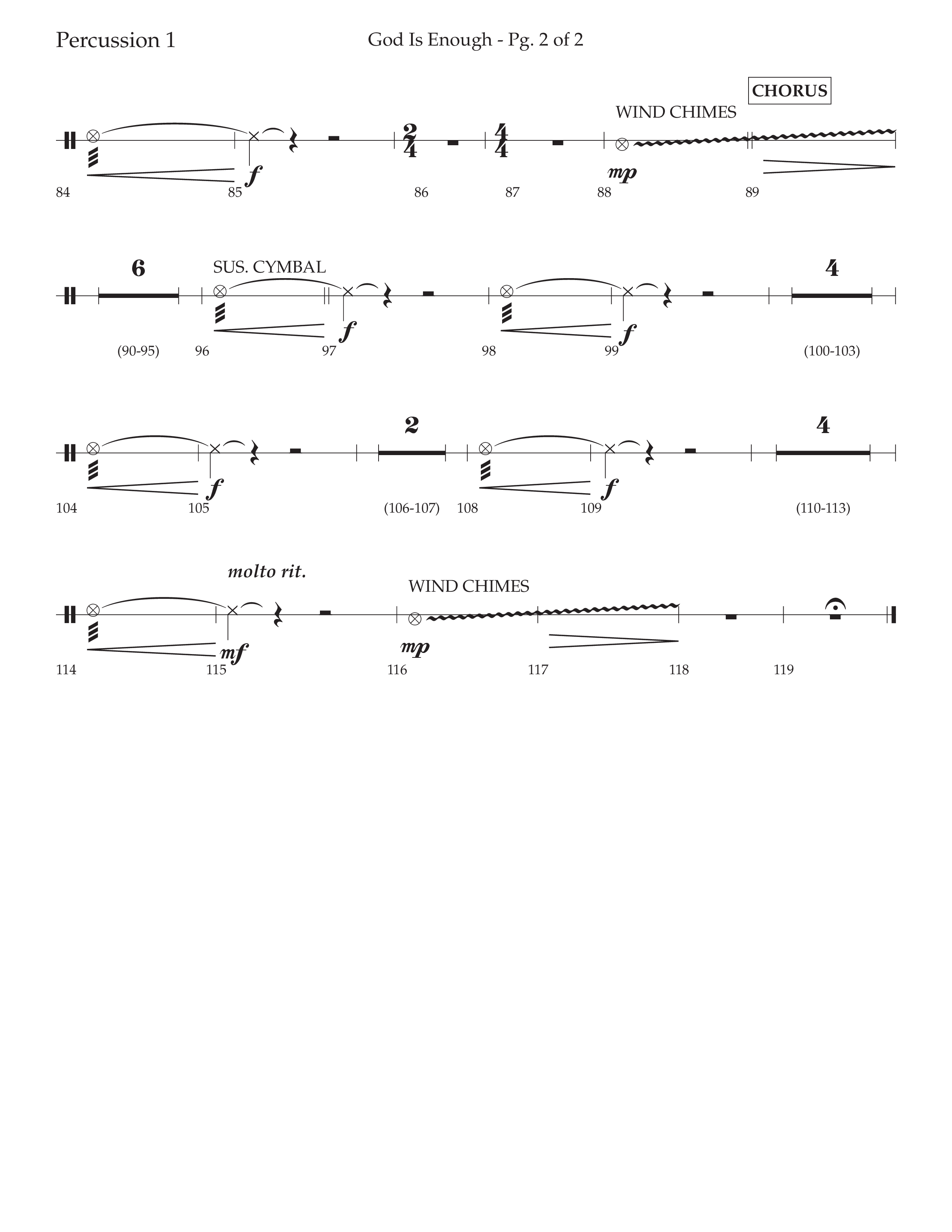 God Is Enough (Choral Anthem SATB) Percussion 1/2 (Lifeway Choral / Arr. David Wise / Orch. David Shipps)