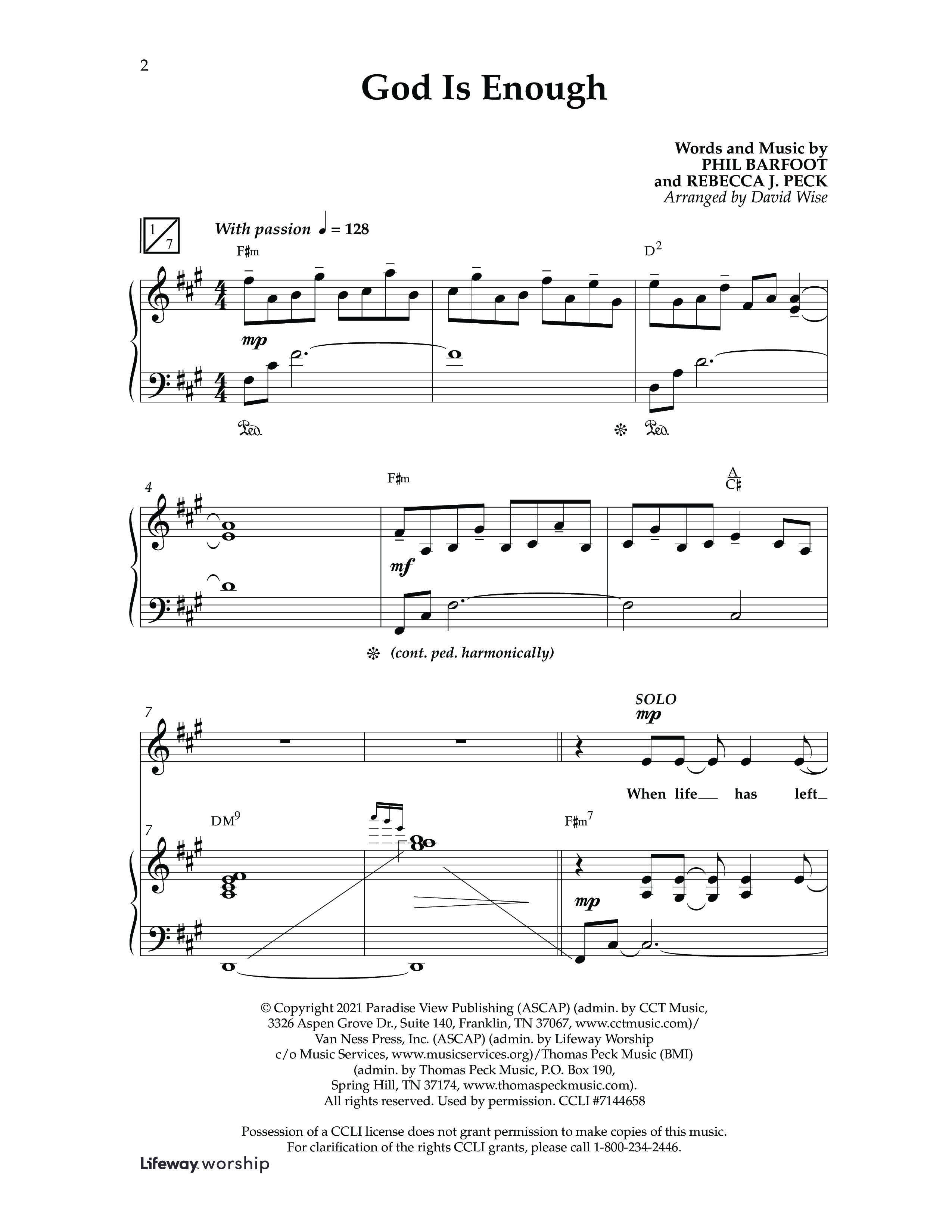 God Is Enough (Choral Anthem SATB) Anthem (SATB/Piano) (Lifeway Choral / Arr. David Wise / Orch. David Shipps)