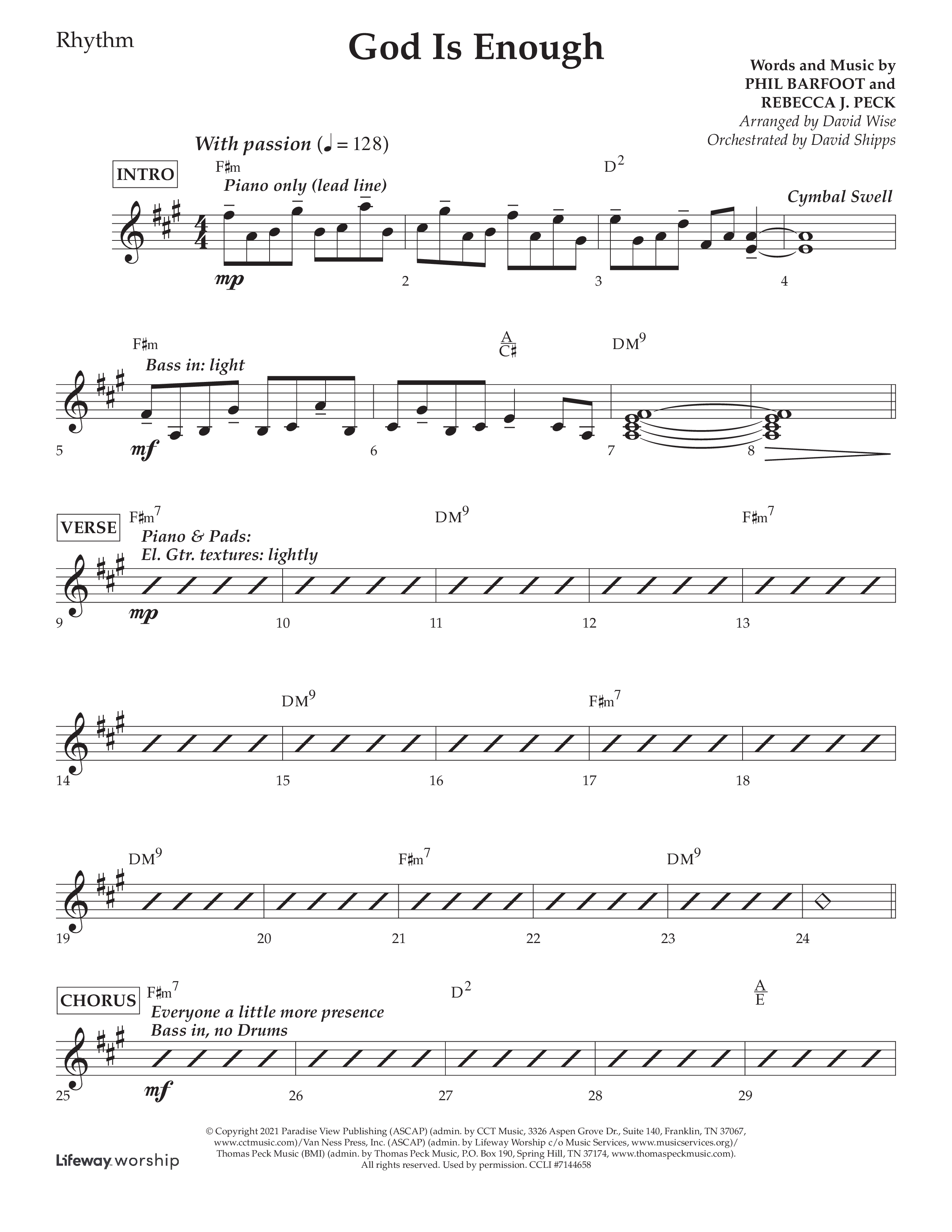 God Is Enough (Choral Anthem SATB) Lead Melody & Rhythm (Lifeway Choral / Arr. David Wise / Orch. David Shipps)