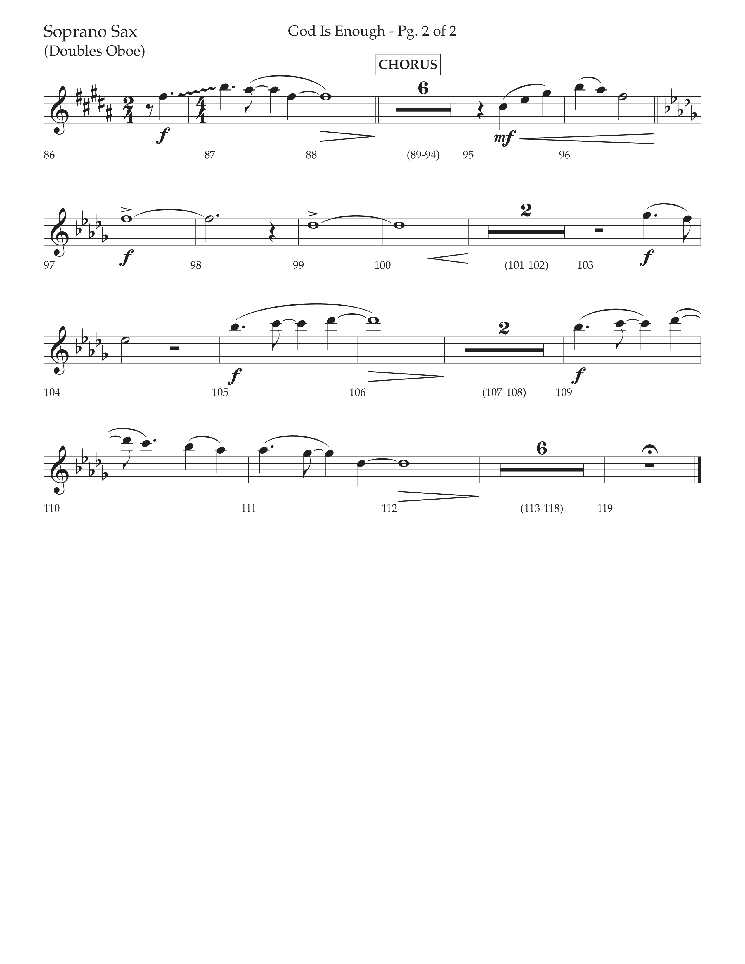 God Is Enough (Choral Anthem SATB) Soprano Sax (Lifeway Choral / Arr. David Wise / Orch. David Shipps)