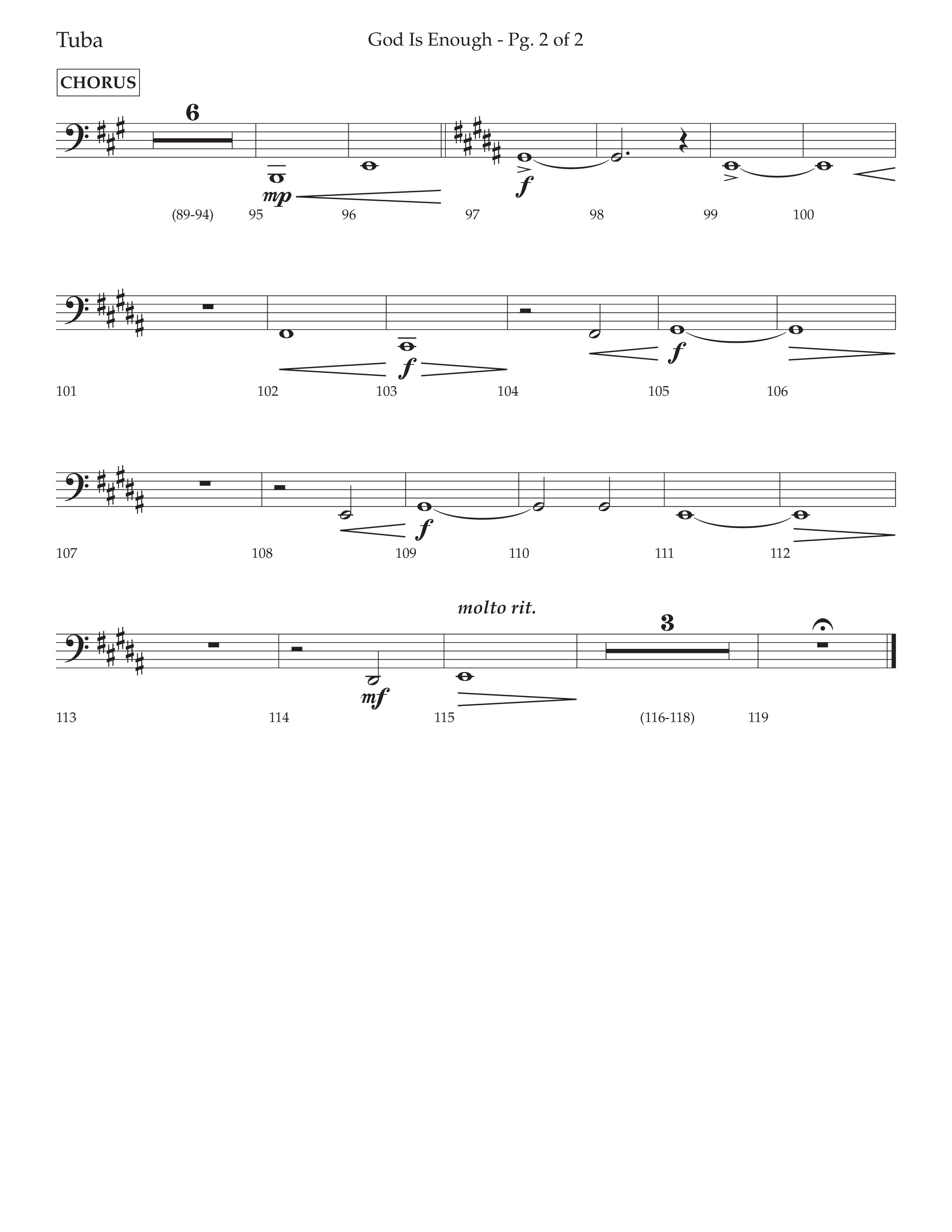 God Is Enough (Choral Anthem SATB) Tuba (Lifeway Choral / Arr. David Wise / Orch. David Shipps)