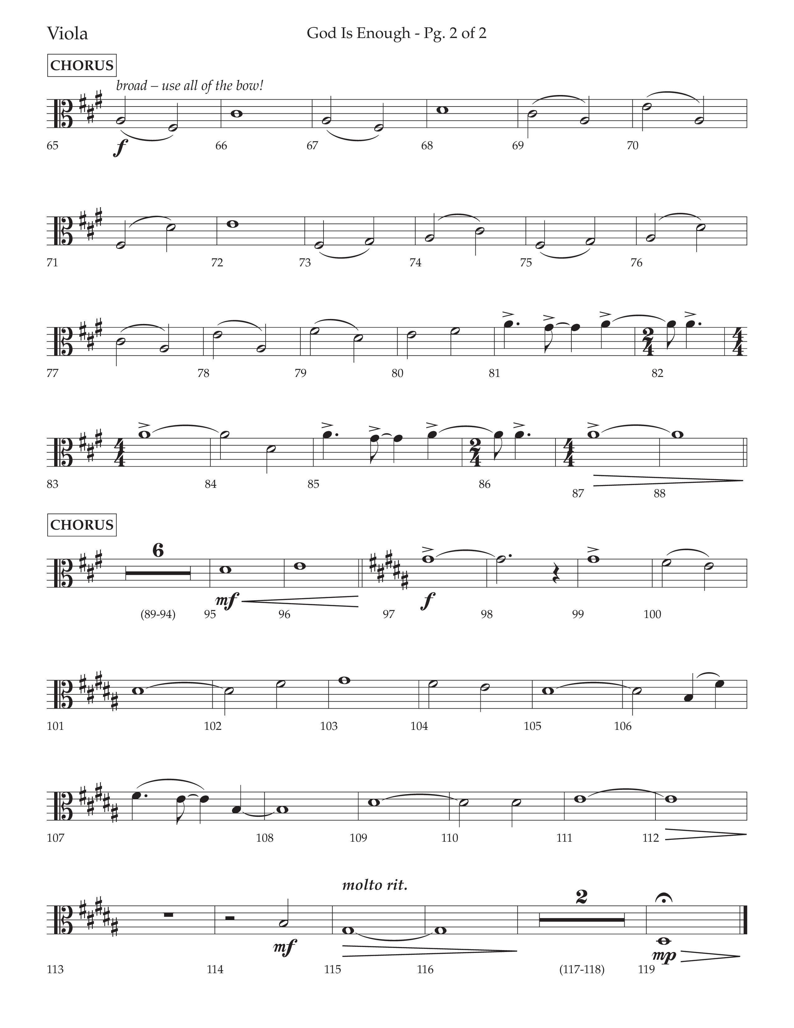 God Is Enough (Choral Anthem SATB) Viola (Lifeway Choral / Arr. David Wise / Orch. David Shipps)