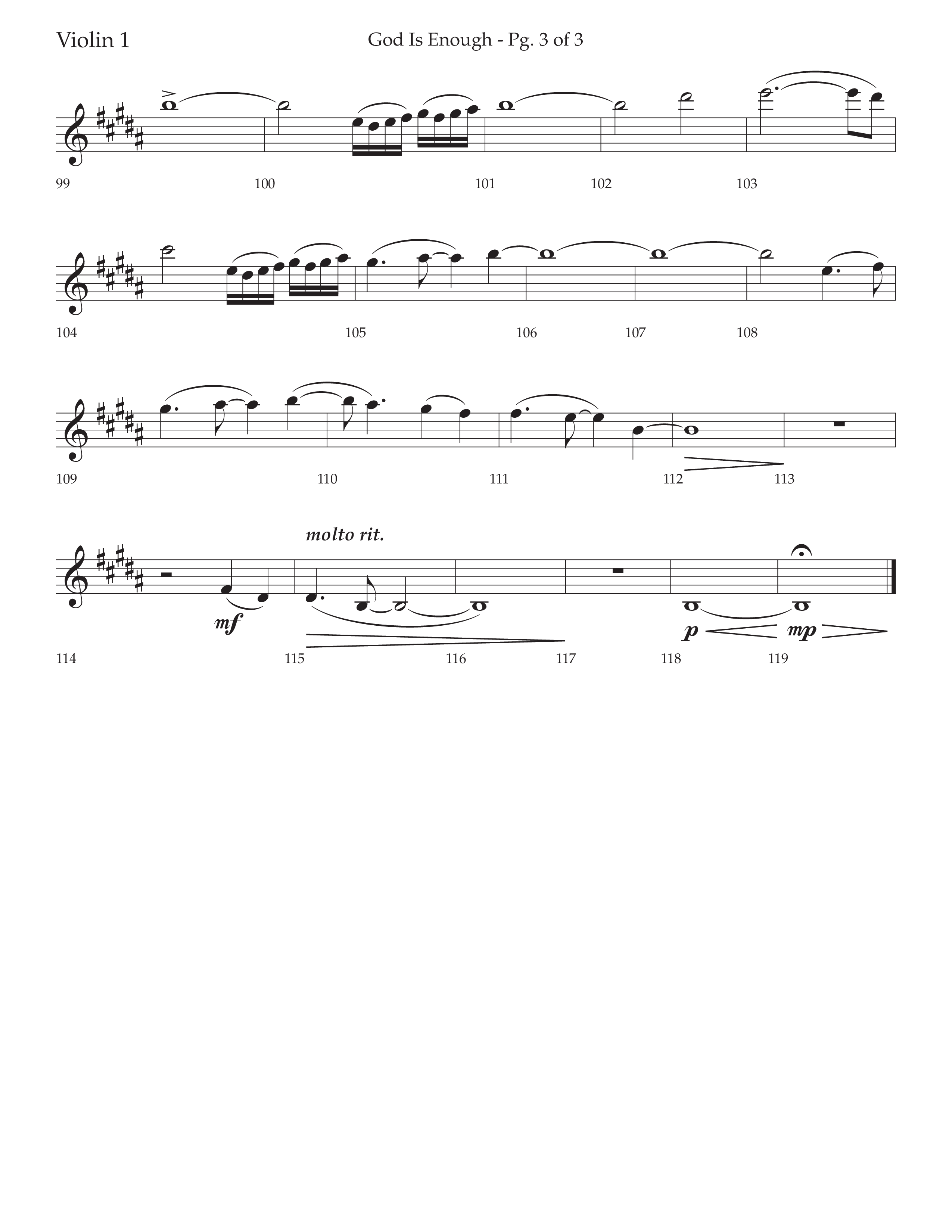 God Is Enough (Choral Anthem SATB) Violin 1 (Lifeway Choral / Arr. David Wise / Orch. David Shipps)