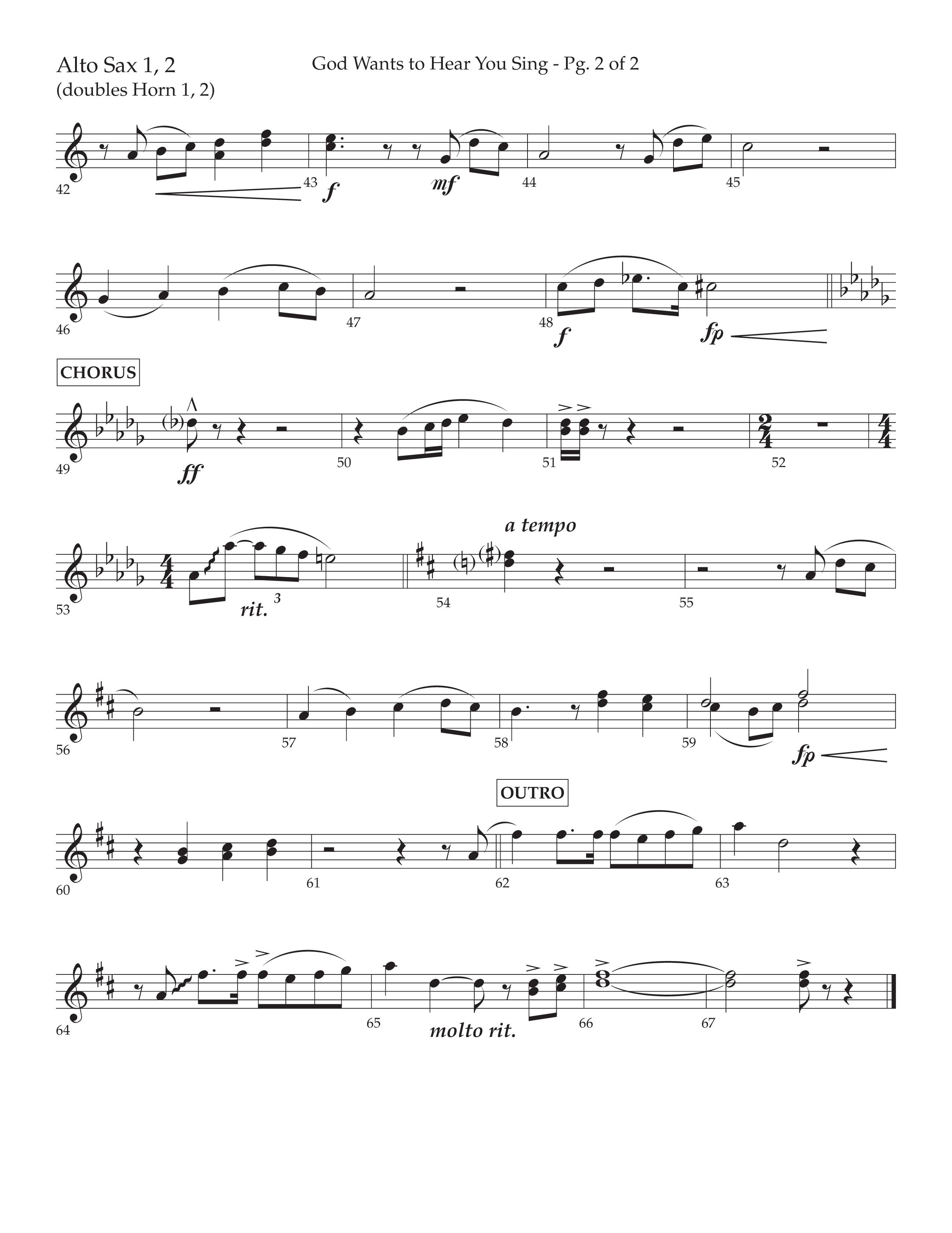 God Wants To Hear You Sing (Choral Anthem SATB) Alto Sax 1/2 (Lifeway Choral / Arr. Bradley Knight)