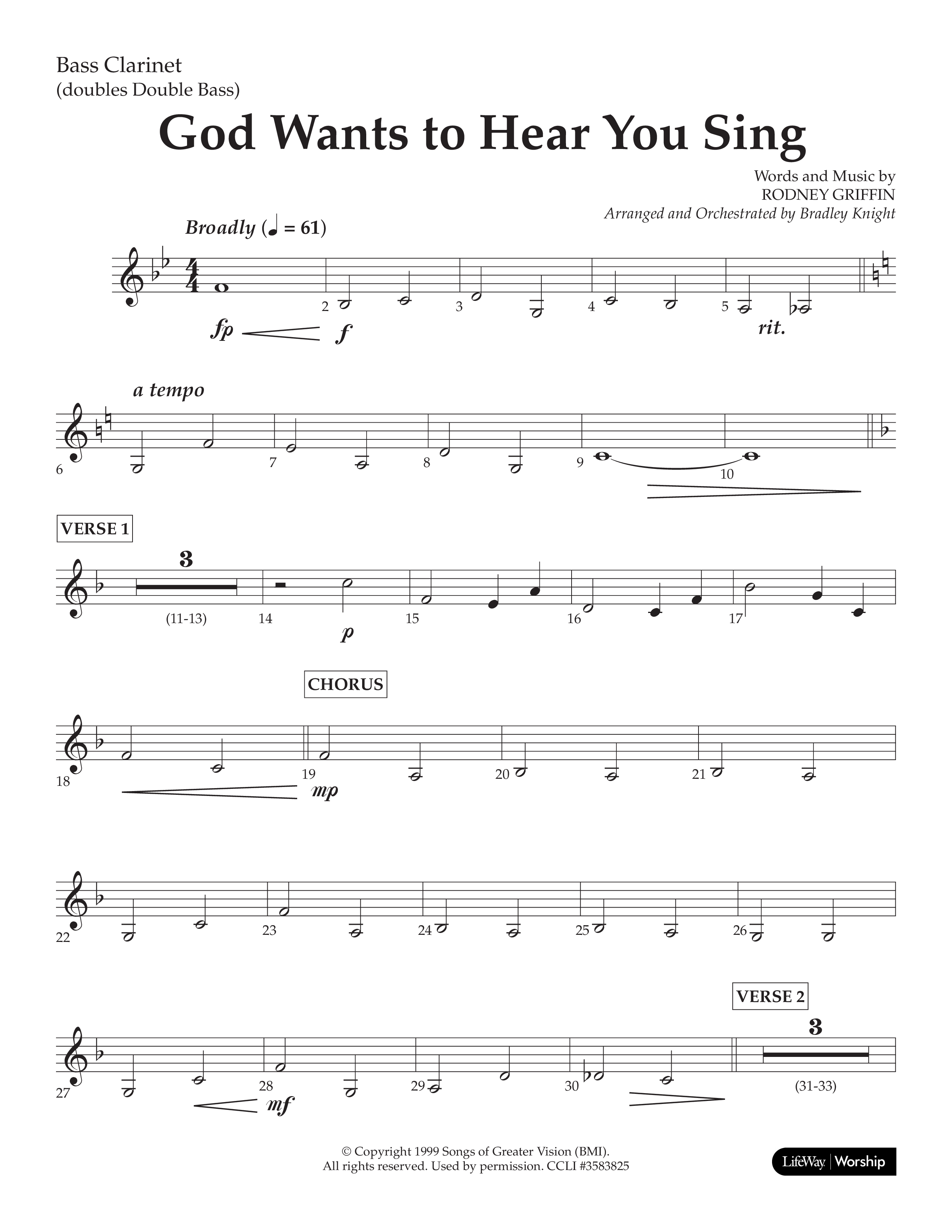 God Wants To Hear You Sing (Choral Anthem SATB) Bass Clarinet (Lifeway Choral / Arr. Bradley Knight)