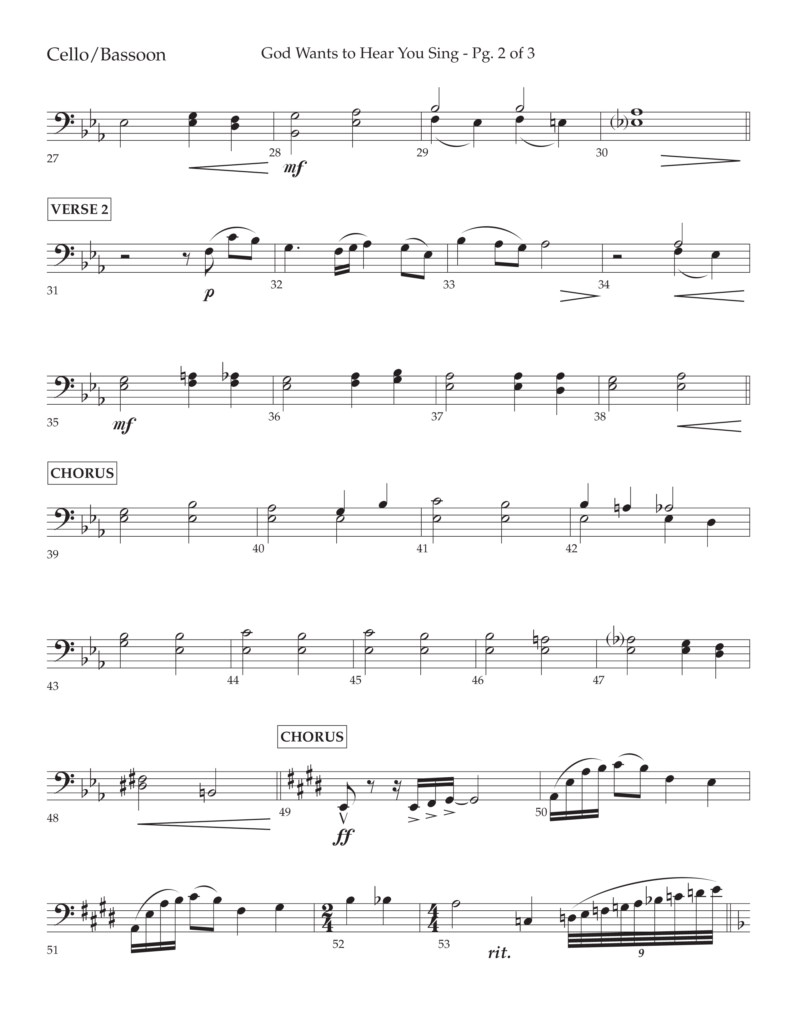 God Wants To Hear You Sing (Choral Anthem SATB) Cello (Lifeway Choral / Arr. Bradley Knight)