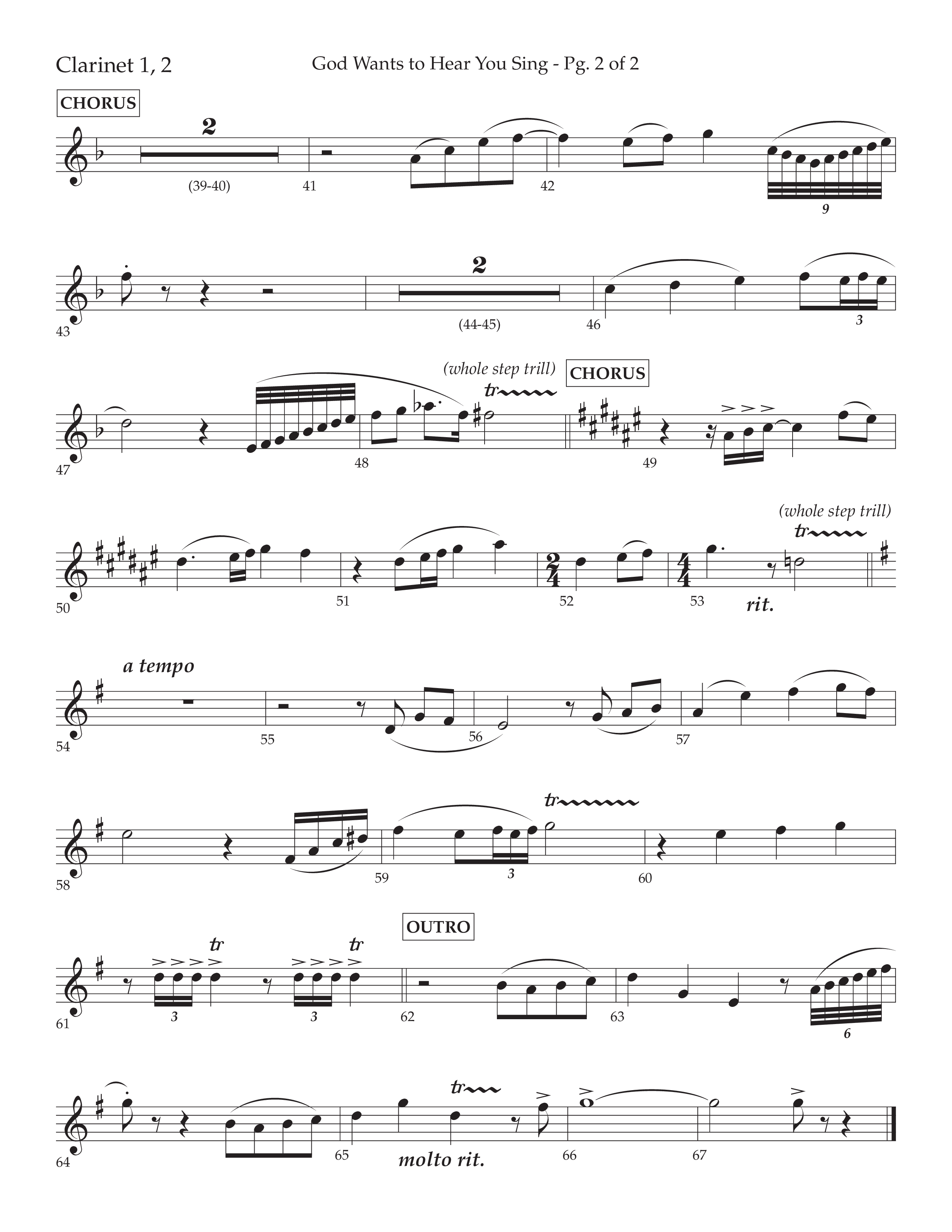 God Wants To Hear You Sing (Choral Anthem SATB) Clarinet 1/2 (Lifeway Choral / Arr. Bradley Knight)