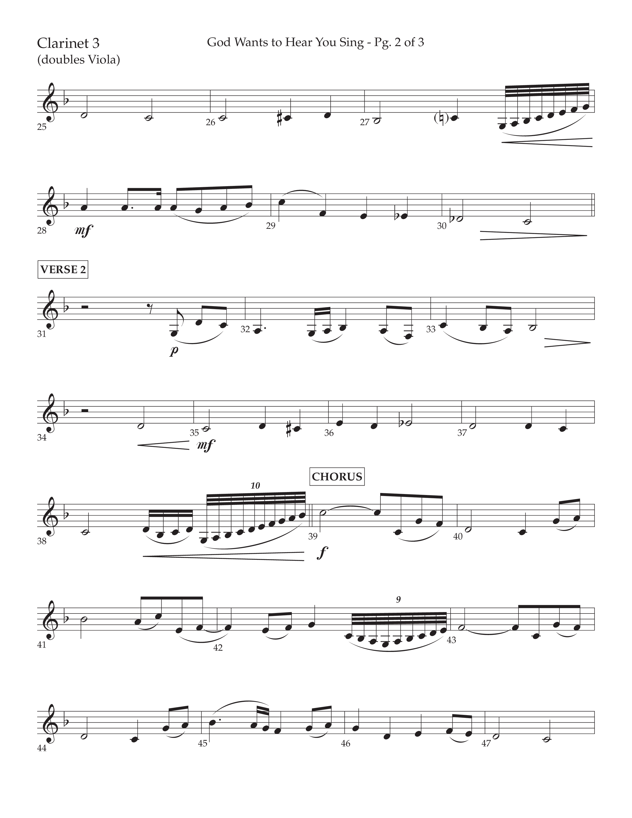 God Wants To Hear You Sing (Choral Anthem SATB) Clarinet 3 (Lifeway Choral / Arr. Bradley Knight)