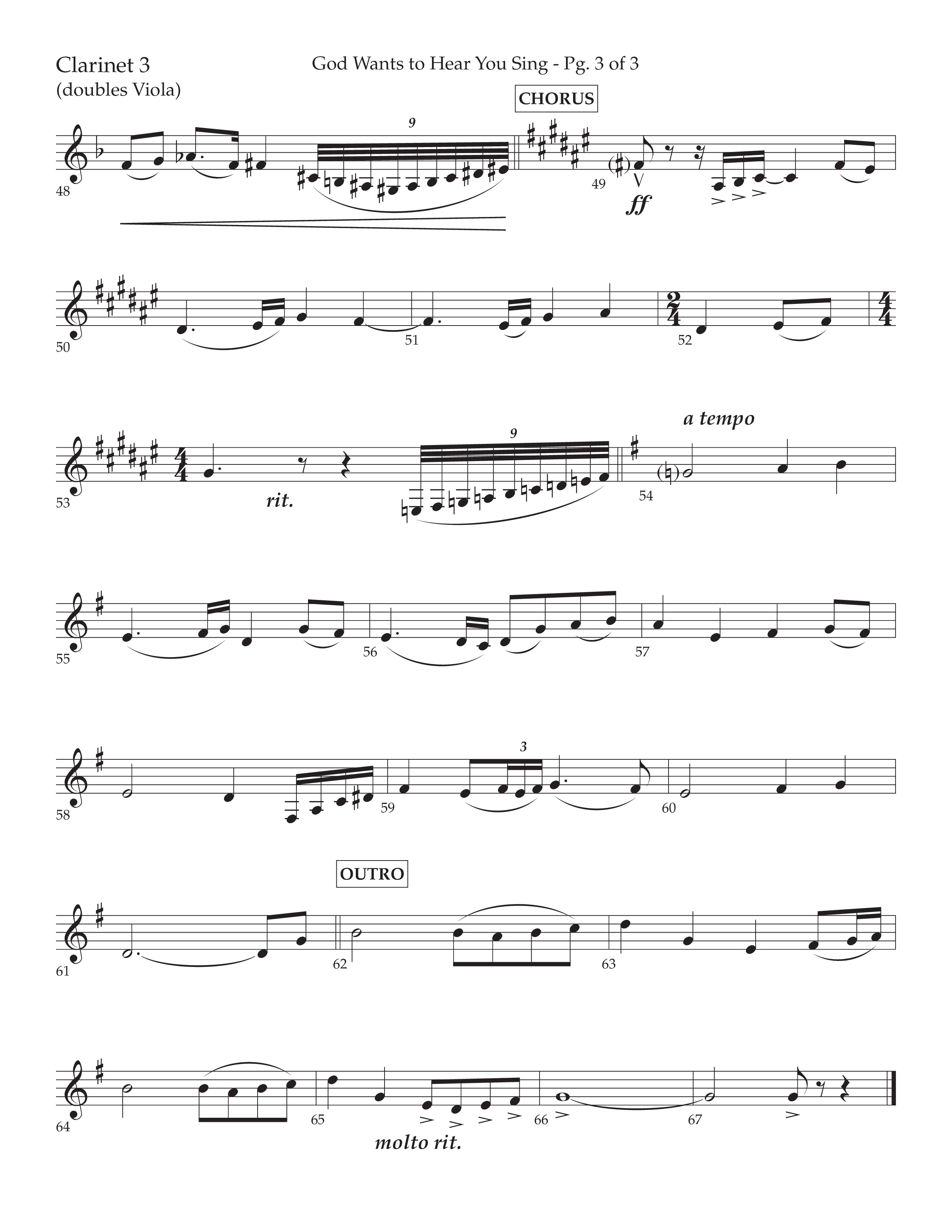 God Wants To Hear You Sing (Choral Anthem SATB) Clarinet 3 (Lifeway Choral / Arr. Bradley Knight)