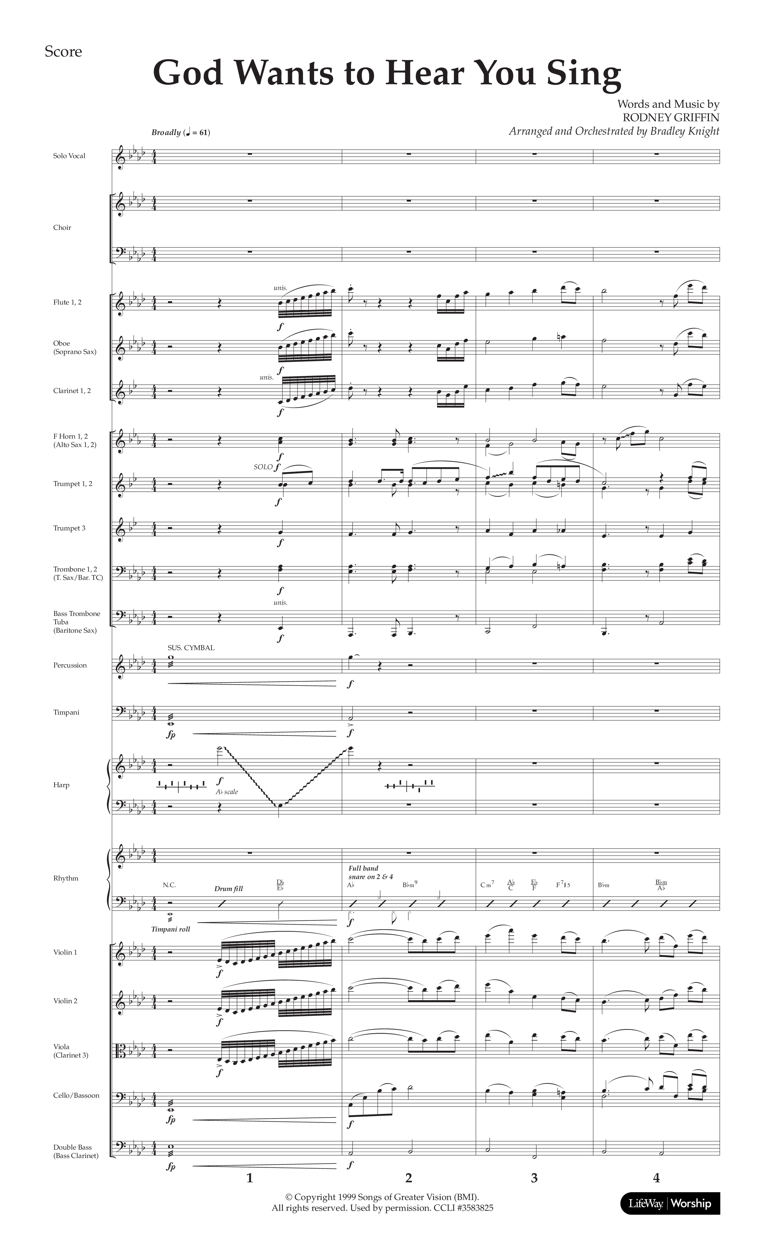 God Wants To Hear You Sing (Choral Anthem SATB) Orchestration (Lifeway Choral / Arr. Bradley Knight)