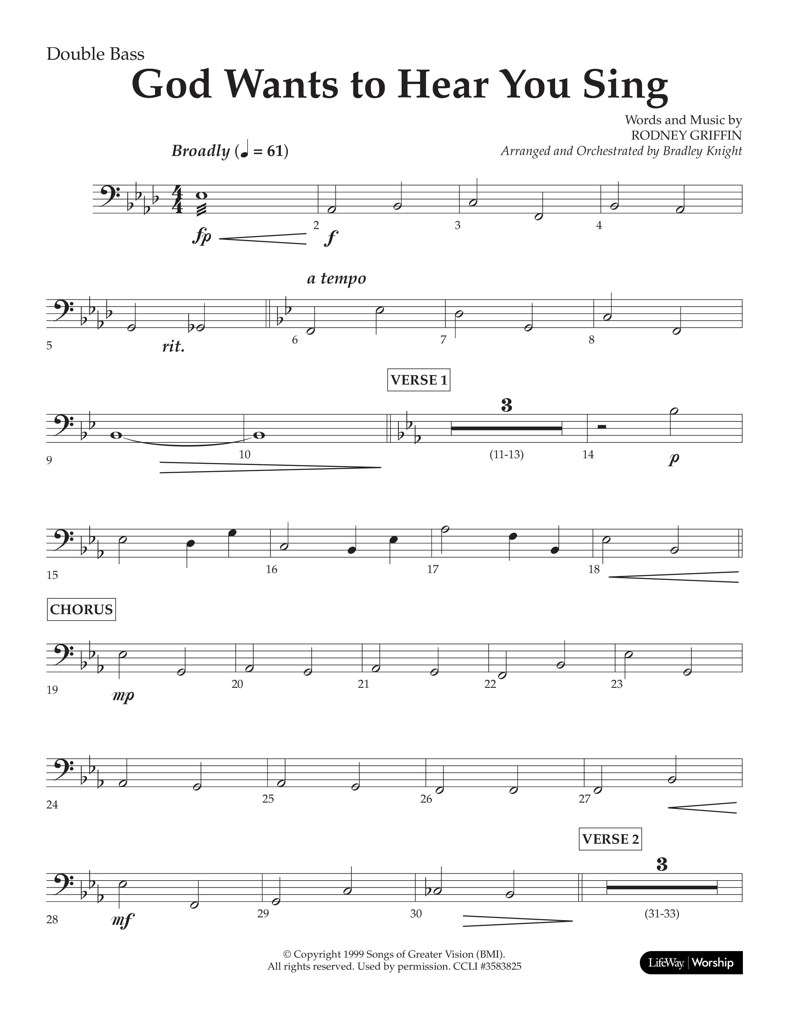 God Wants To Hear You Sing (Choral Anthem SATB) Double Bass (Lifeway Choral / Arr. Bradley Knight)