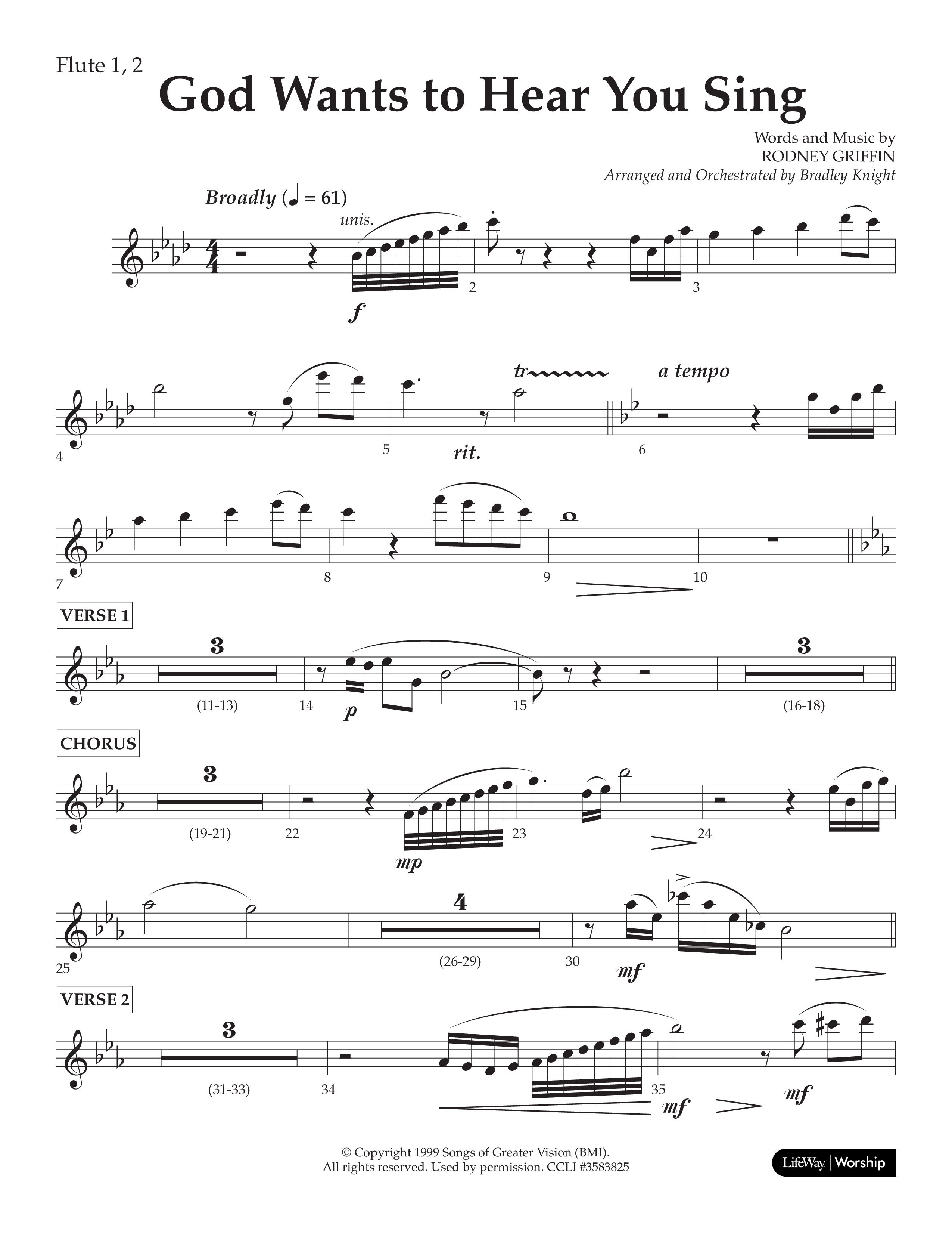 God Wants To Hear You Sing (Choral Anthem SATB) Flute 1/2 (Lifeway Choral / Arr. Bradley Knight)