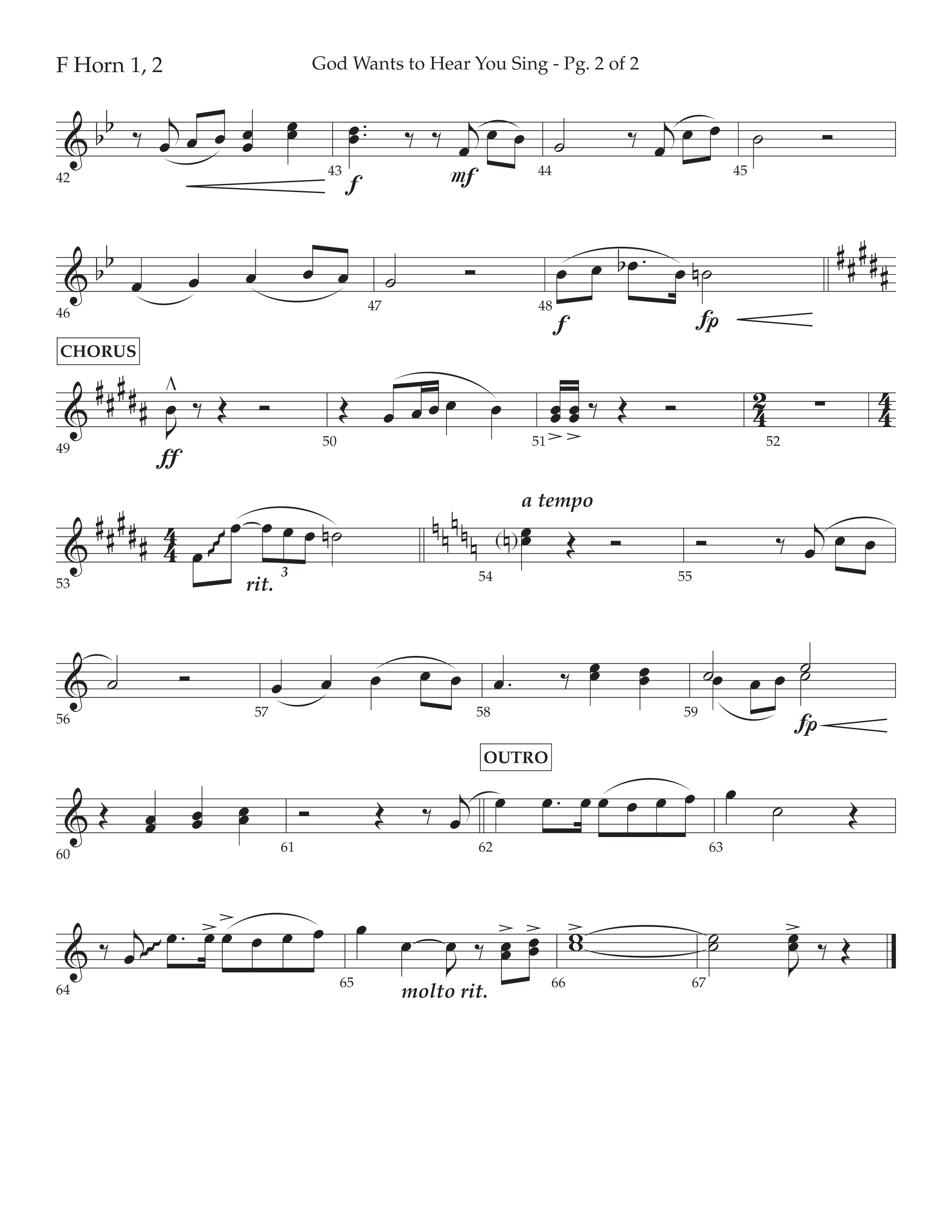 God Wants To Hear You Sing (Choral Anthem SATB) French Horn 1/2 (Lifeway Choral / Arr. Bradley Knight)