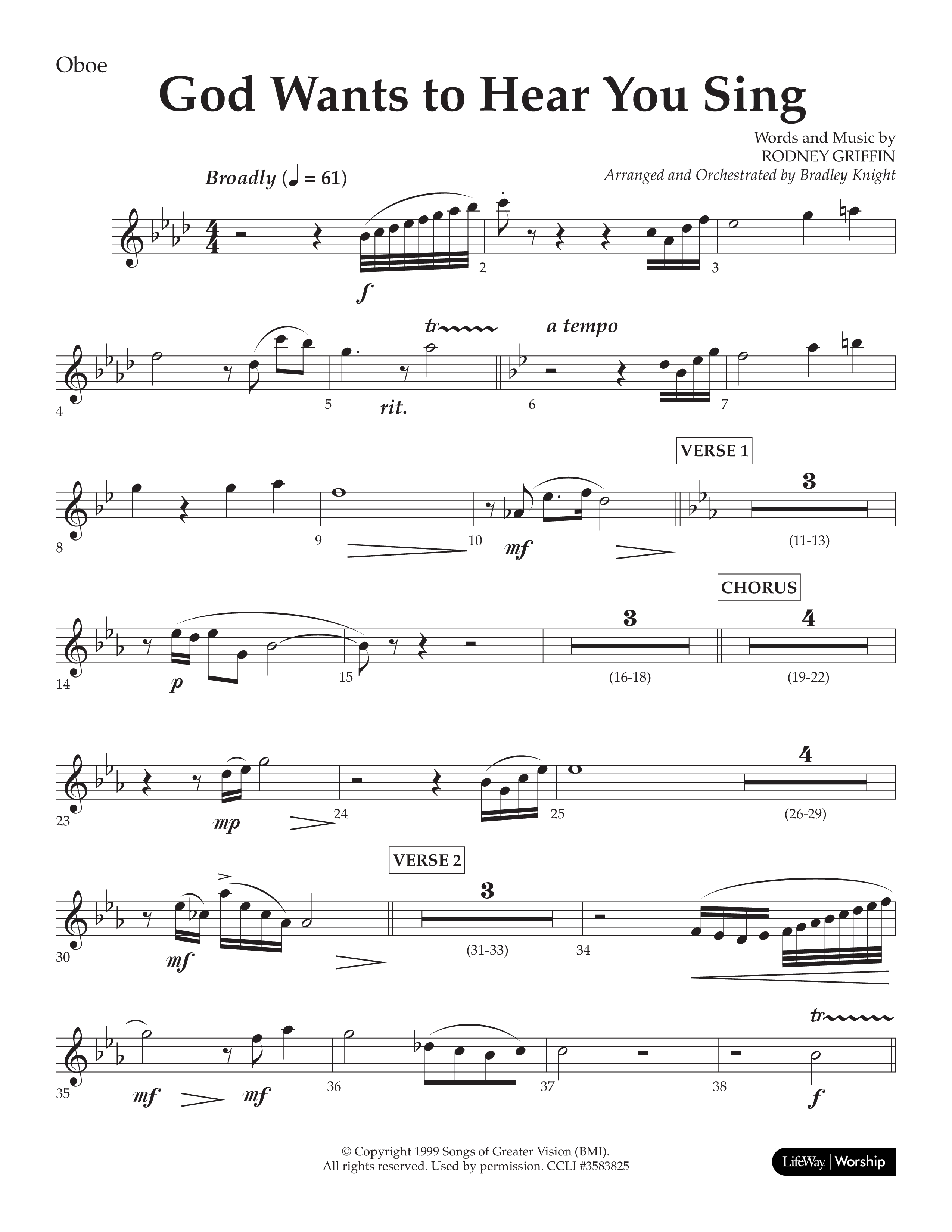God Wants To Hear You Sing (Choral Anthem SATB) Oboe (Lifeway Choral / Arr. Bradley Knight)