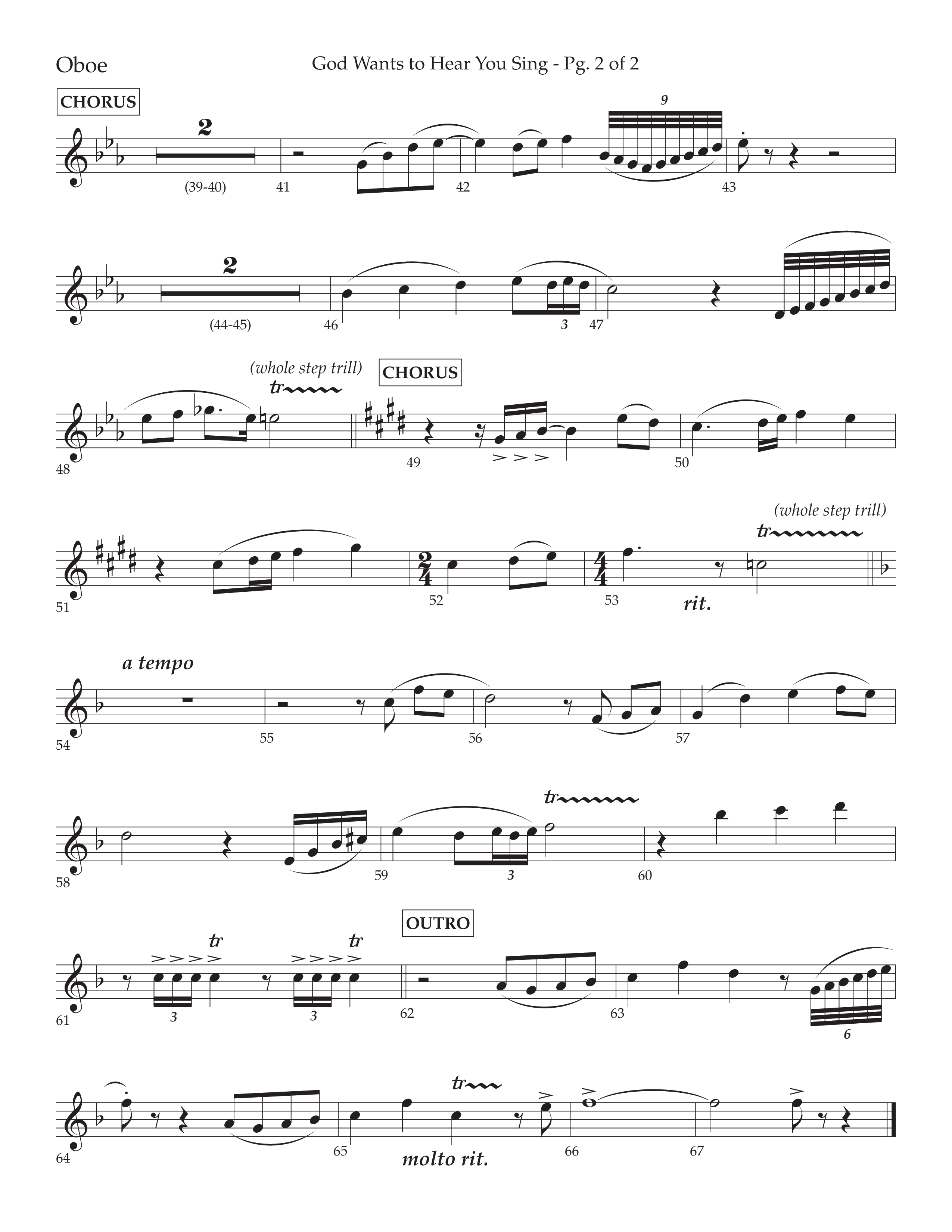 God Wants To Hear You Sing (Choral Anthem SATB) Oboe (Lifeway Choral / Arr. Bradley Knight)