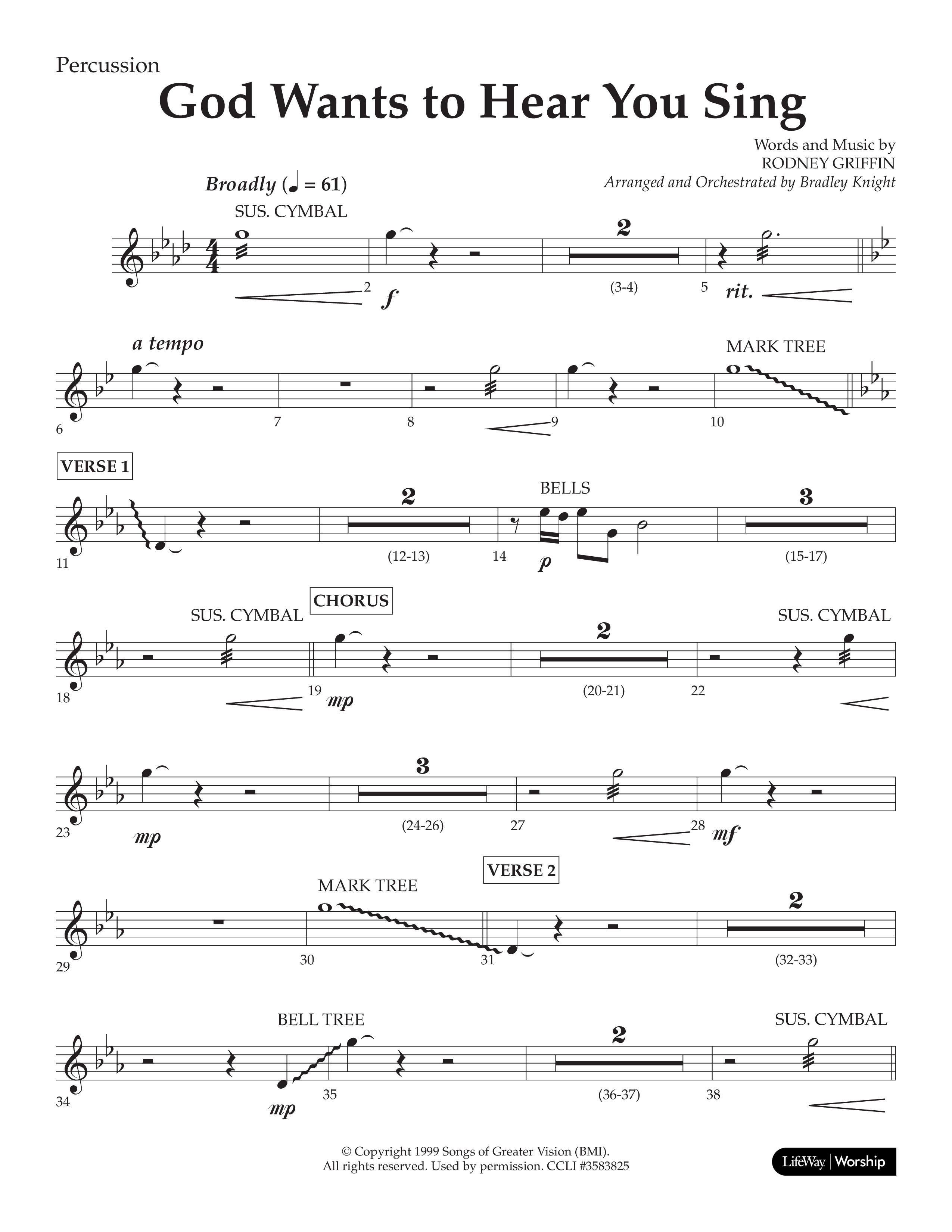 God Wants To Hear You Sing (Choral Anthem SATB) Percussion (Lifeway Choral / Arr. Bradley Knight)