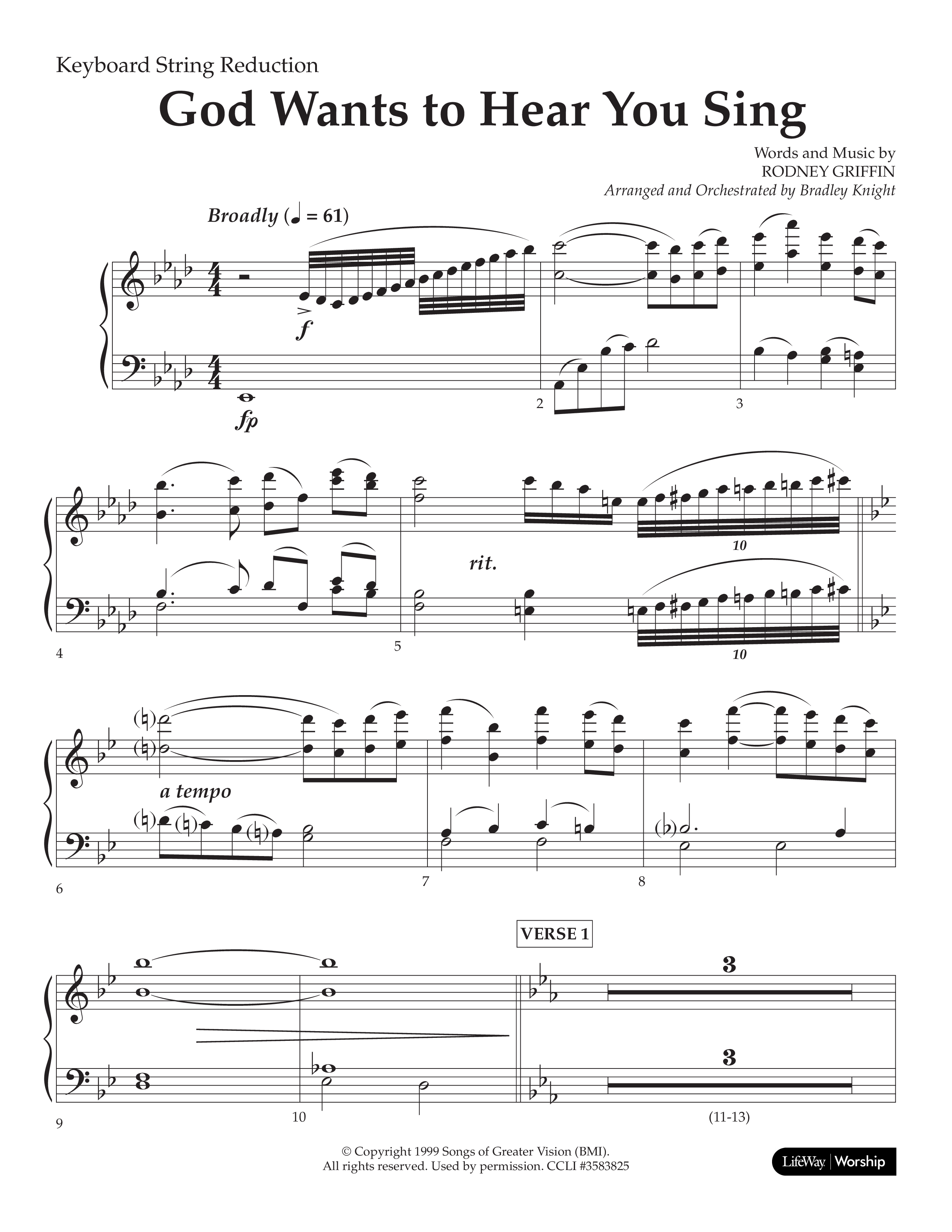 God Wants To Hear You Sing (Choral Anthem SATB) String Reduction (Lifeway Choral / Arr. Bradley Knight)