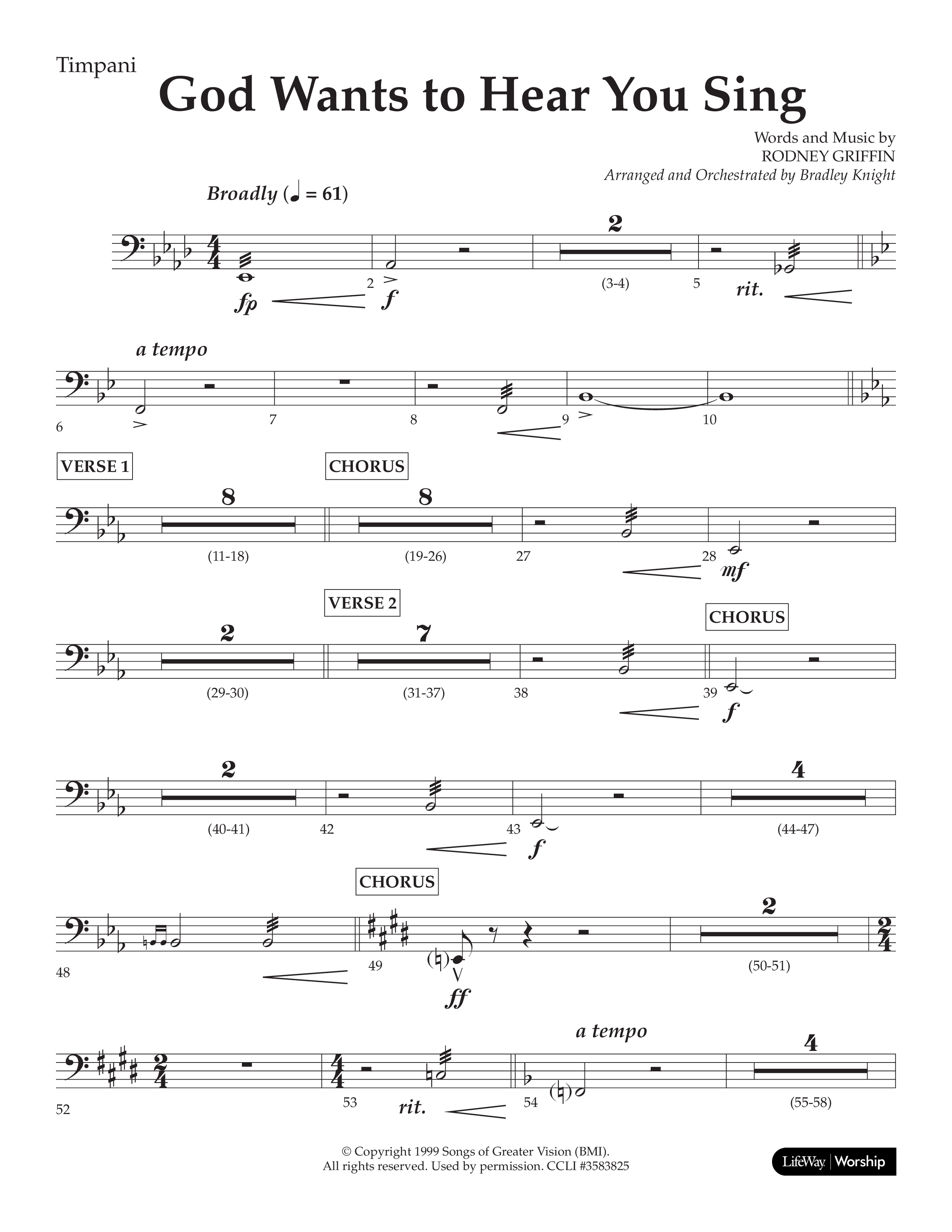 God Wants To Hear You Sing (Choral Anthem SATB) Timpani (Lifeway Choral / Arr. Bradley Knight)