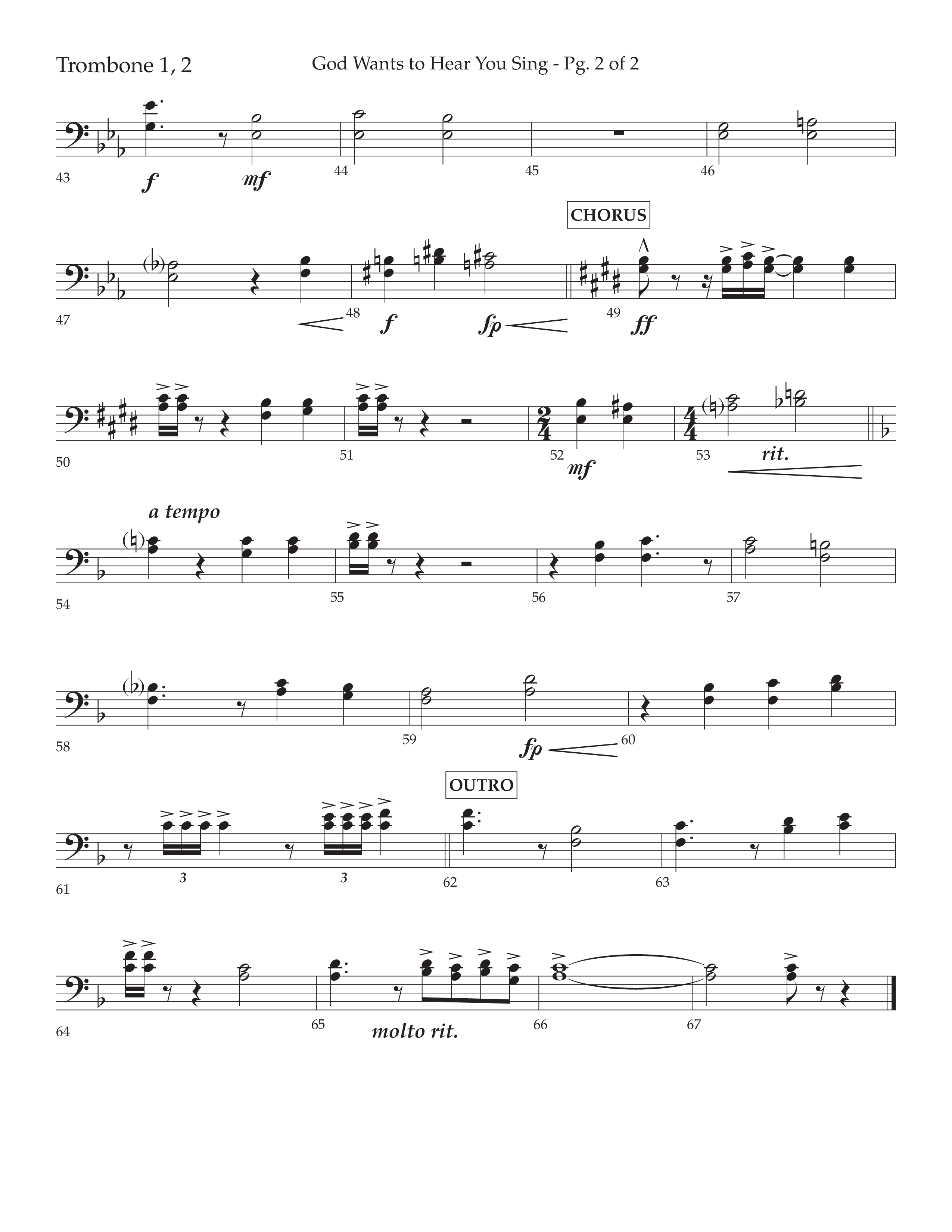God Wants To Hear You Sing (Choral Anthem SATB) Trombone 1/2 (Lifeway Choral / Arr. Bradley Knight)
