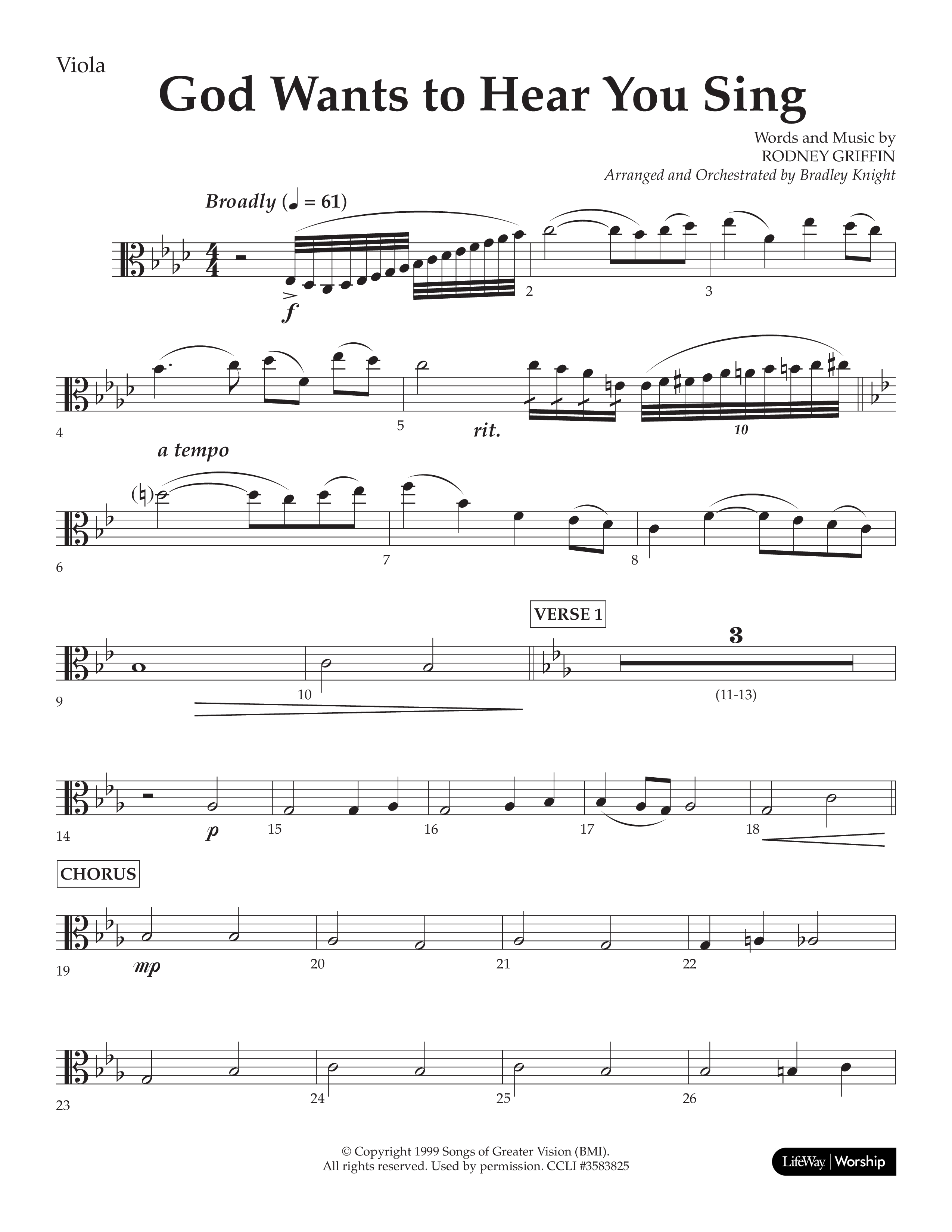 God Wants To Hear You Sing (Choral Anthem SATB) Viola (Lifeway Choral / Arr. Bradley Knight)