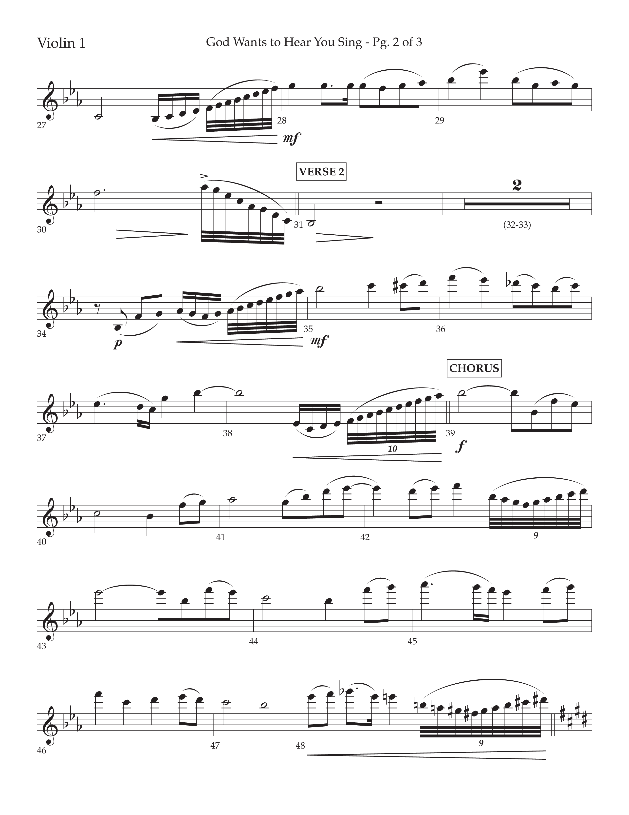 God Wants To Hear You Sing (Choral Anthem SATB) Violin 1 (Lifeway Choral / Arr. Bradley Knight)