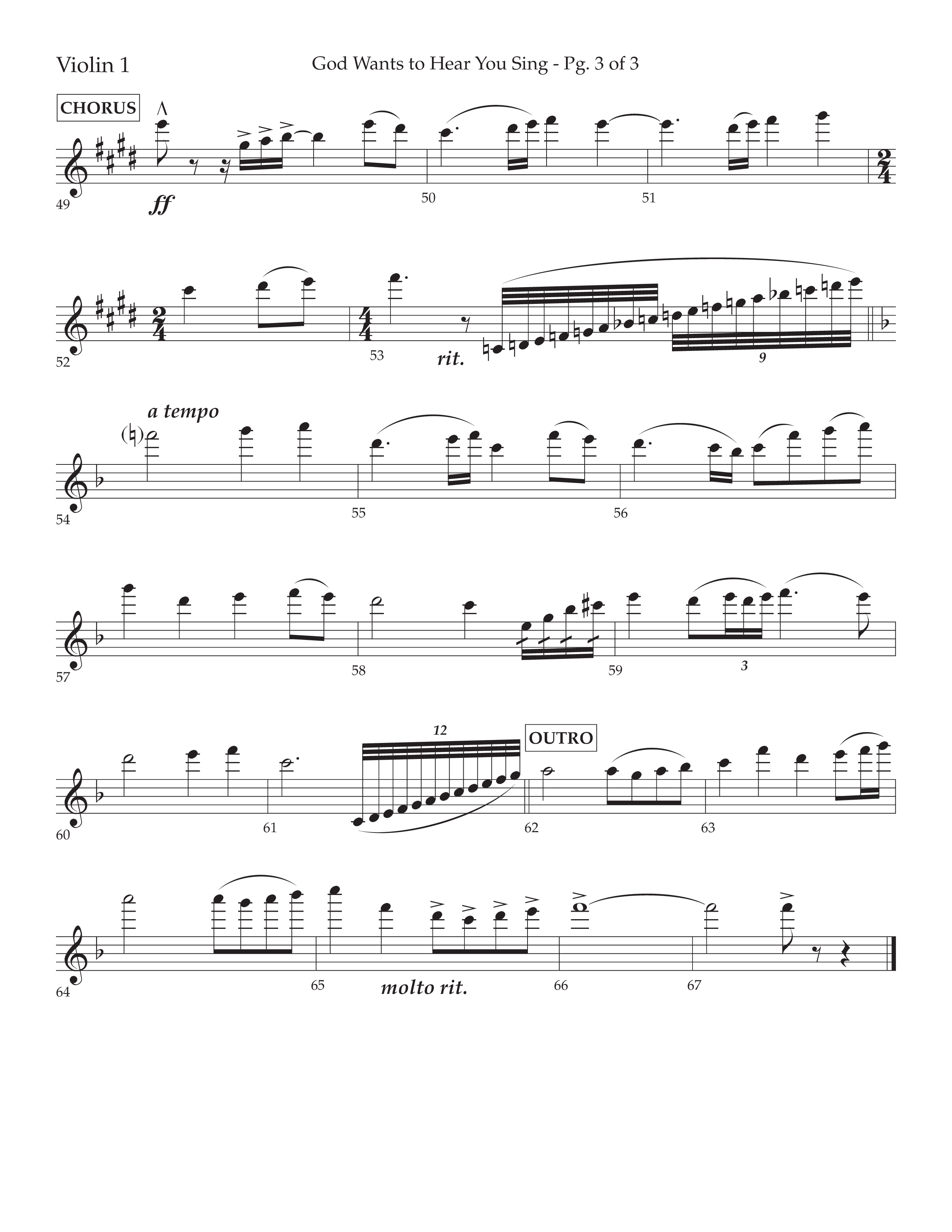 God Wants To Hear You Sing (Choral Anthem SATB) Violin 1 (Lifeway Choral / Arr. Bradley Knight)