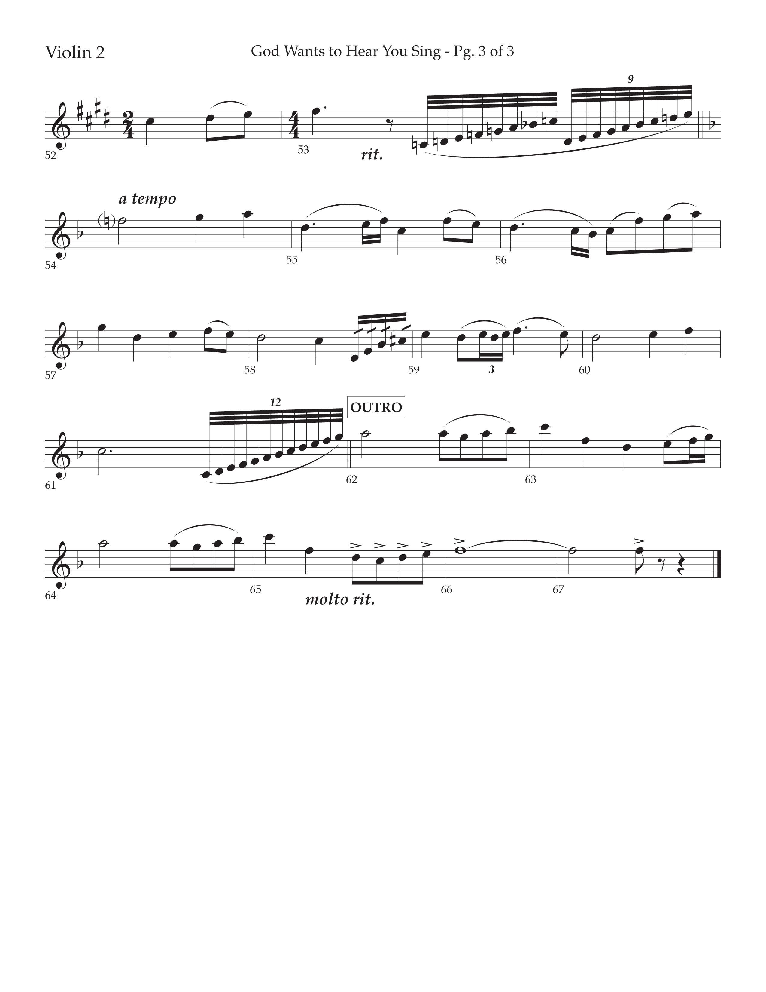 God Wants To Hear You Sing (Choral Anthem SATB) Violin 2 (Lifeway Choral / Arr. Bradley Knight)