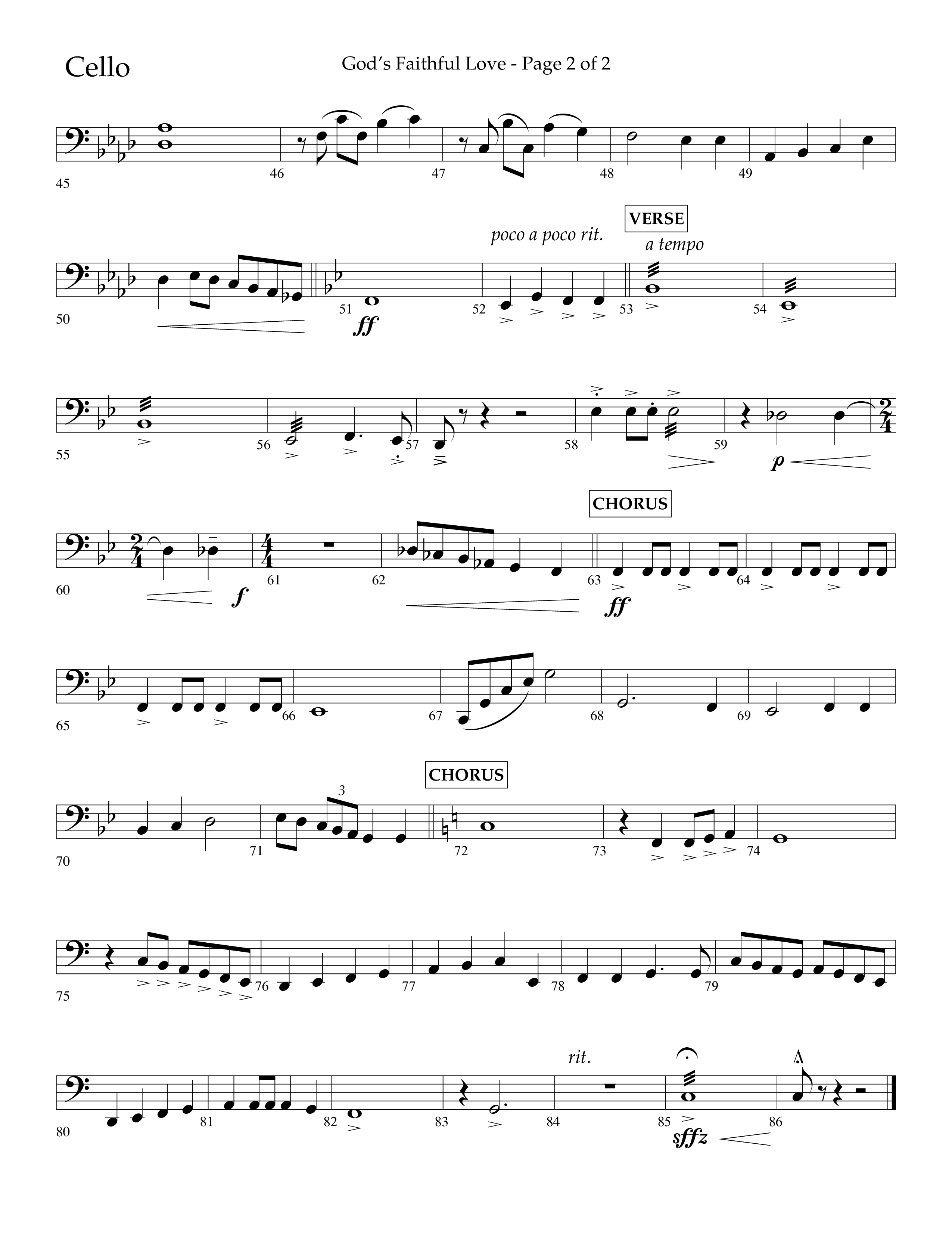 God's Faithful Love (Choral Anthem SATB) Cello (Lifeway Choral / Arr. John Bolin / Arr. Phillip Keveren / Orch. Phillip Keveren)