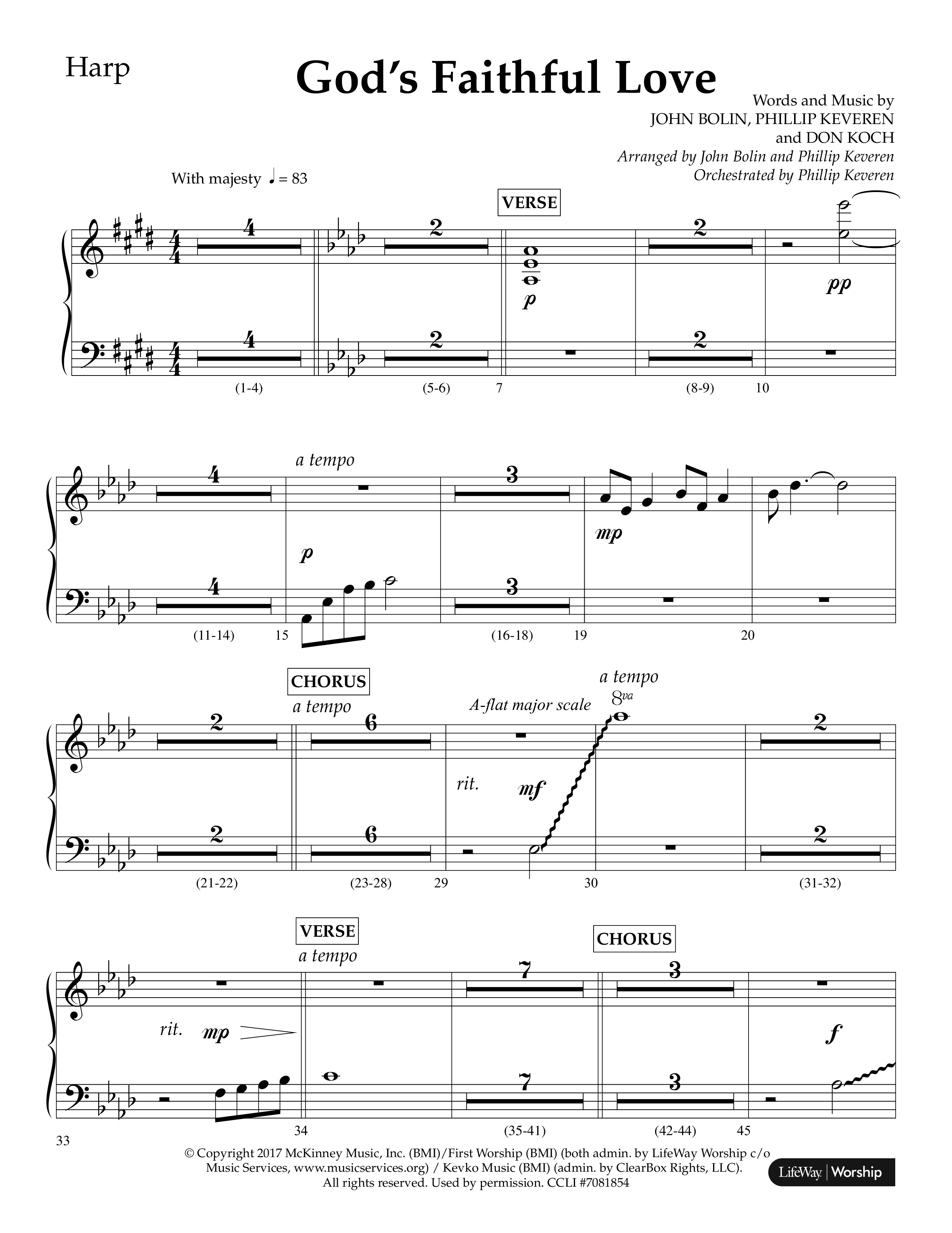 God's Faithful Love (Choral Anthem SATB) Harp (Lifeway Choral / Arr. John Bolin / Arr. Phillip Keveren / Orch. Phillip Keveren)