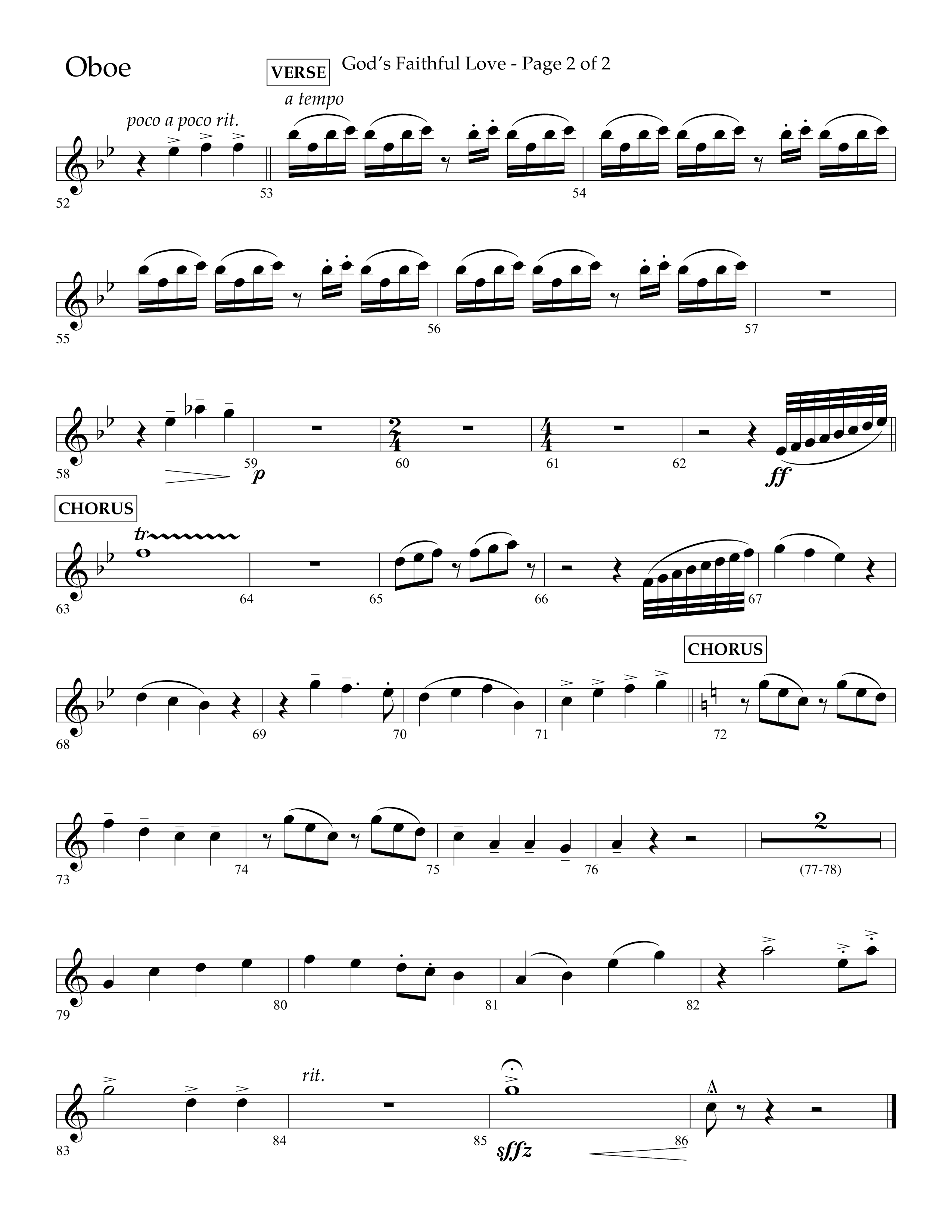 God's Faithful Love (Choral Anthem SATB) Oboe (Lifeway Choral / Arr. John Bolin / Arr. Phillip Keveren / Orch. Phillip Keveren)