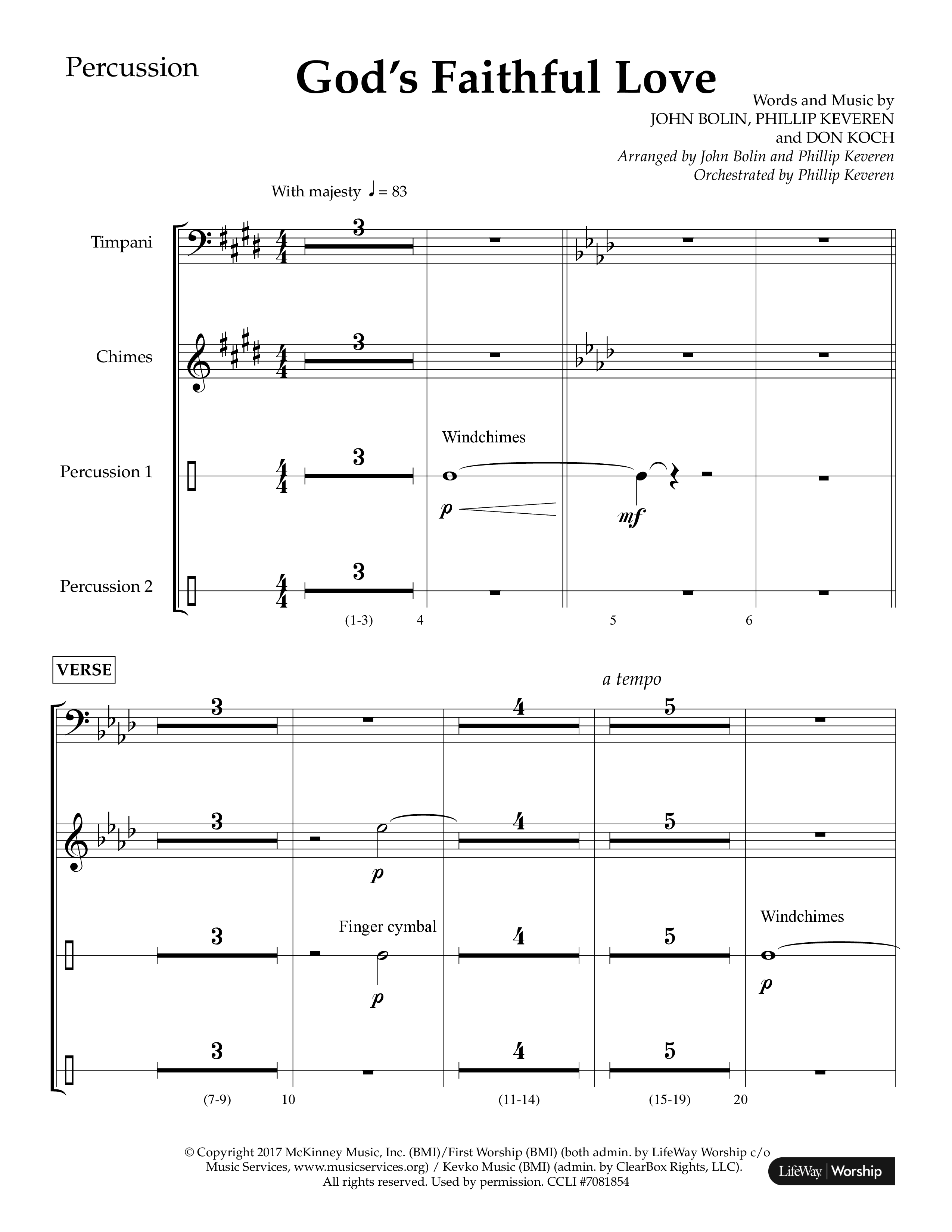 God's Faithful Love (Choral Anthem SATB) Percussion (Lifeway Choral / Arr. John Bolin / Arr. Phillip Keveren / Orch. Phillip Keveren)