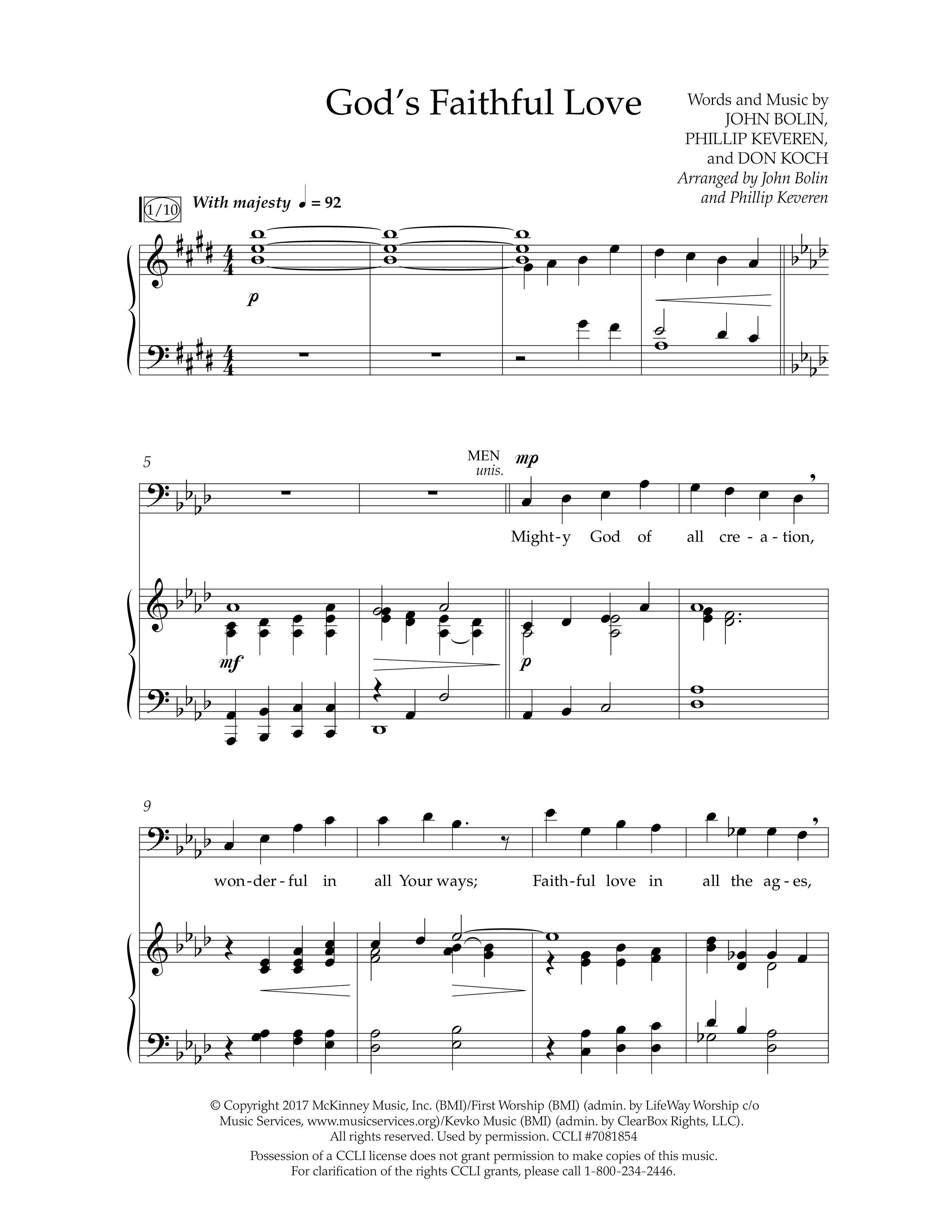 God's Faithful Love (Choral Anthem SATB) Anthem (SATB/Piano) (Lifeway Choral / Arr. John Bolin / Arr. Phillip Keveren / Orch. Phillip Keveren)