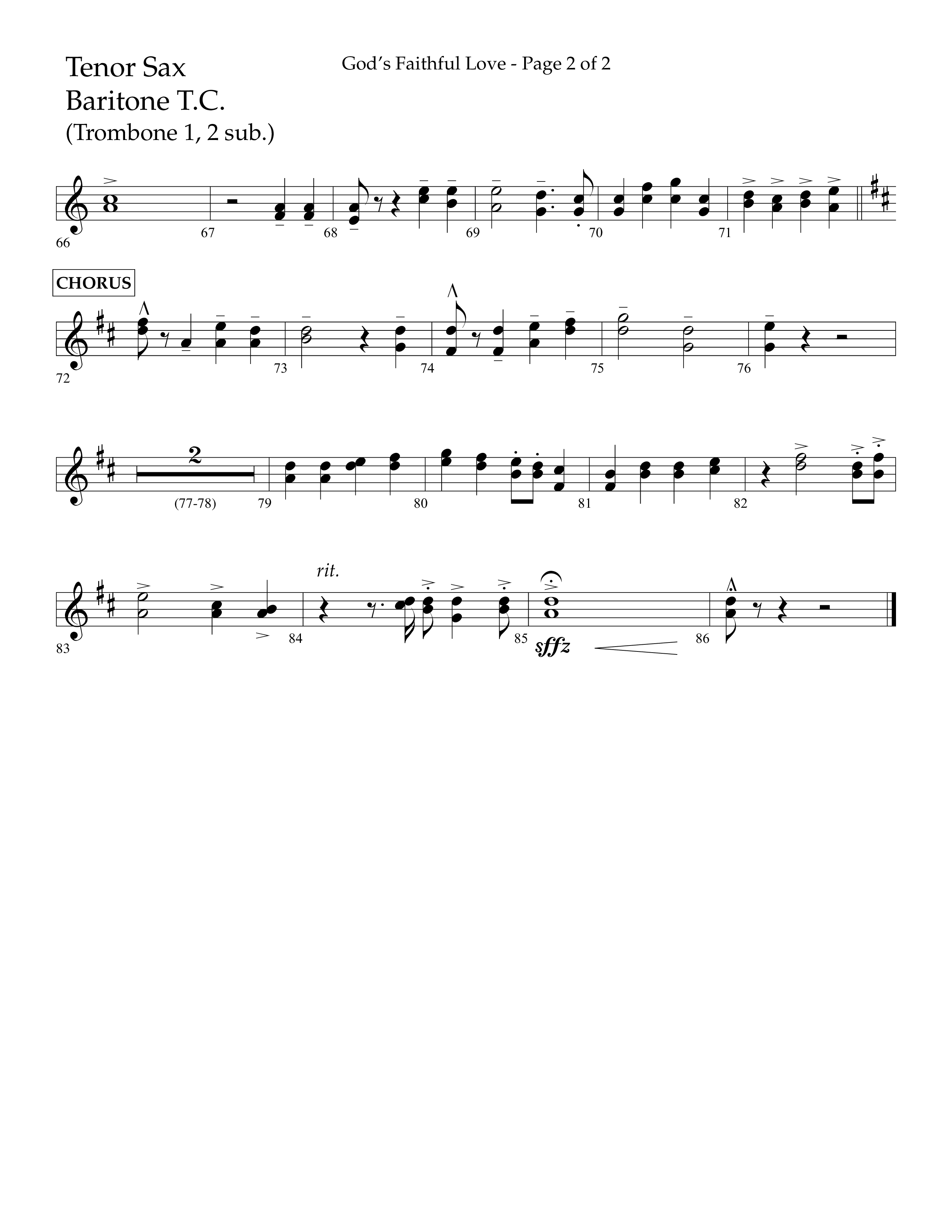 God's Faithful Love (Choral Anthem SATB) Tenor Sax/Baritone T.C. (Lifeway Choral / Arr. John Bolin / Arr. Phillip Keveren / Orch. Phillip Keveren)