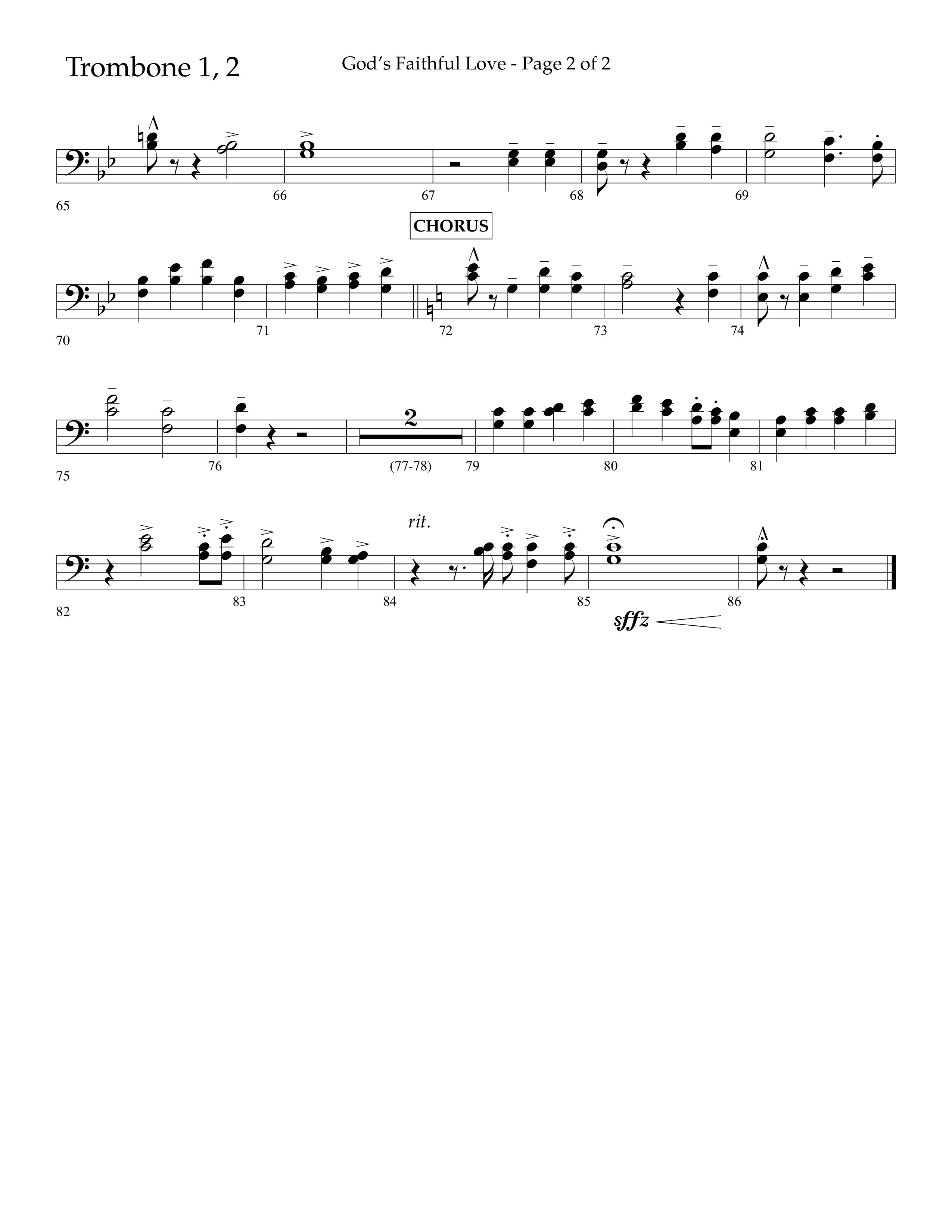 God's Faithful Love (Choral Anthem SATB) Trombone 1/2 (Lifeway Choral / Arr. John Bolin / Arr. Phillip Keveren / Orch. Phillip Keveren)