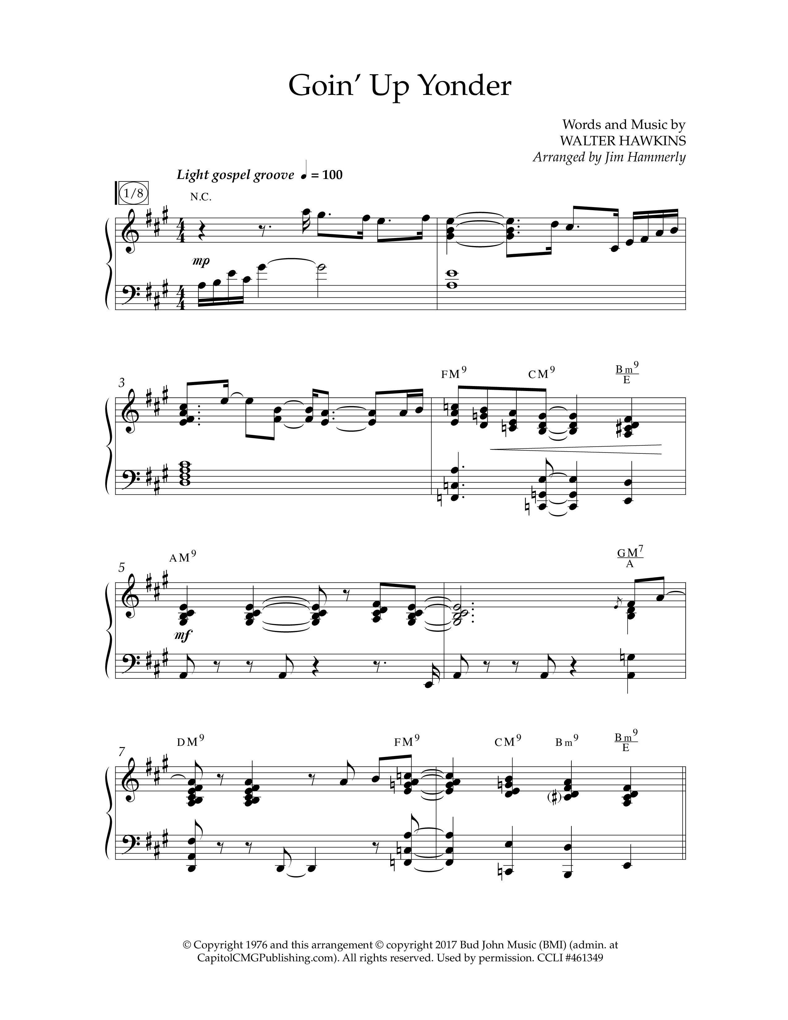 Goin’ Up Yonder (Choral Anthem SATB) Anthem (SATB/Piano) (Lifeway Choral / Arr. Jim Hammerly)