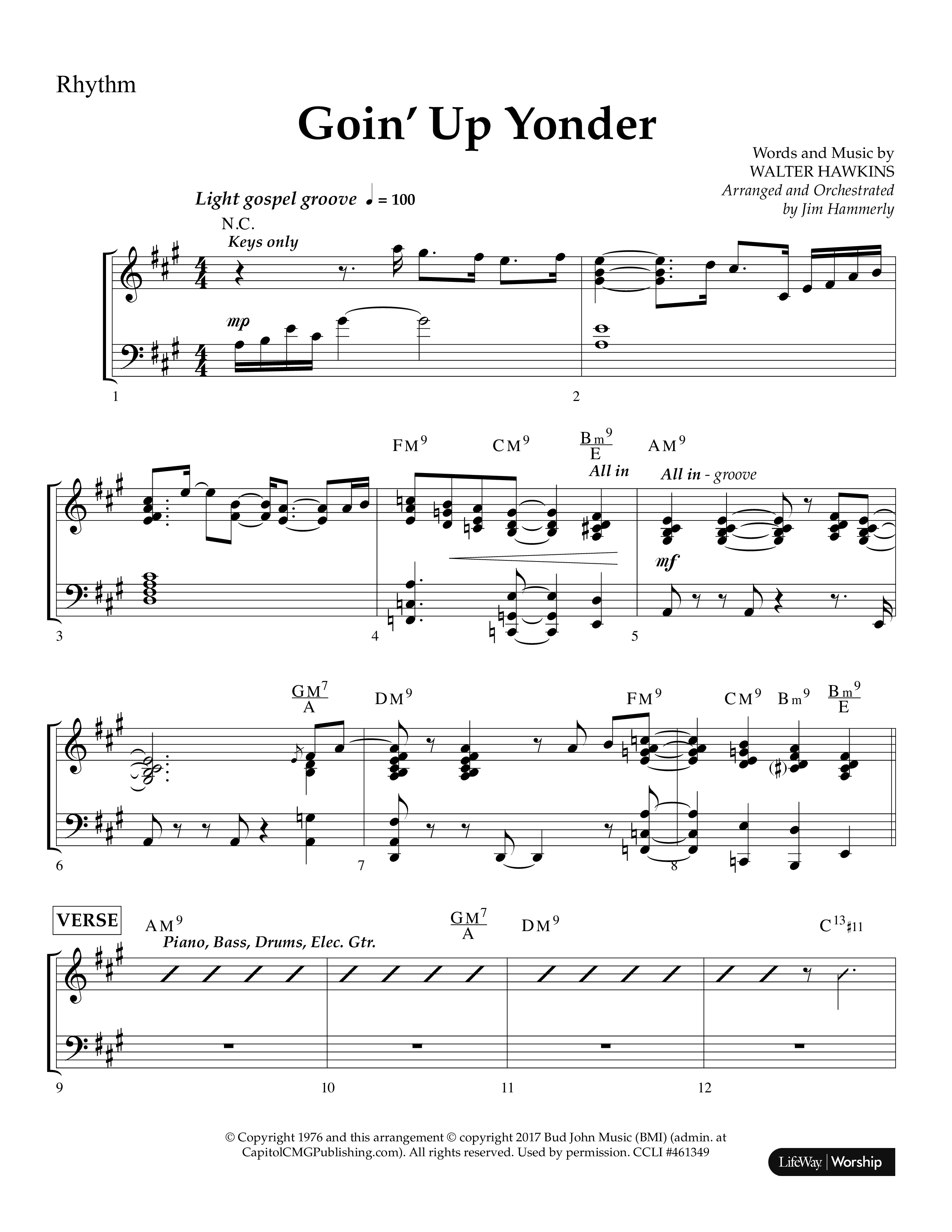 Goin’ Up Yonder (Choral Anthem SATB) Lead Melody & Rhythm (Lifeway Choral / Arr. Jim Hammerly)