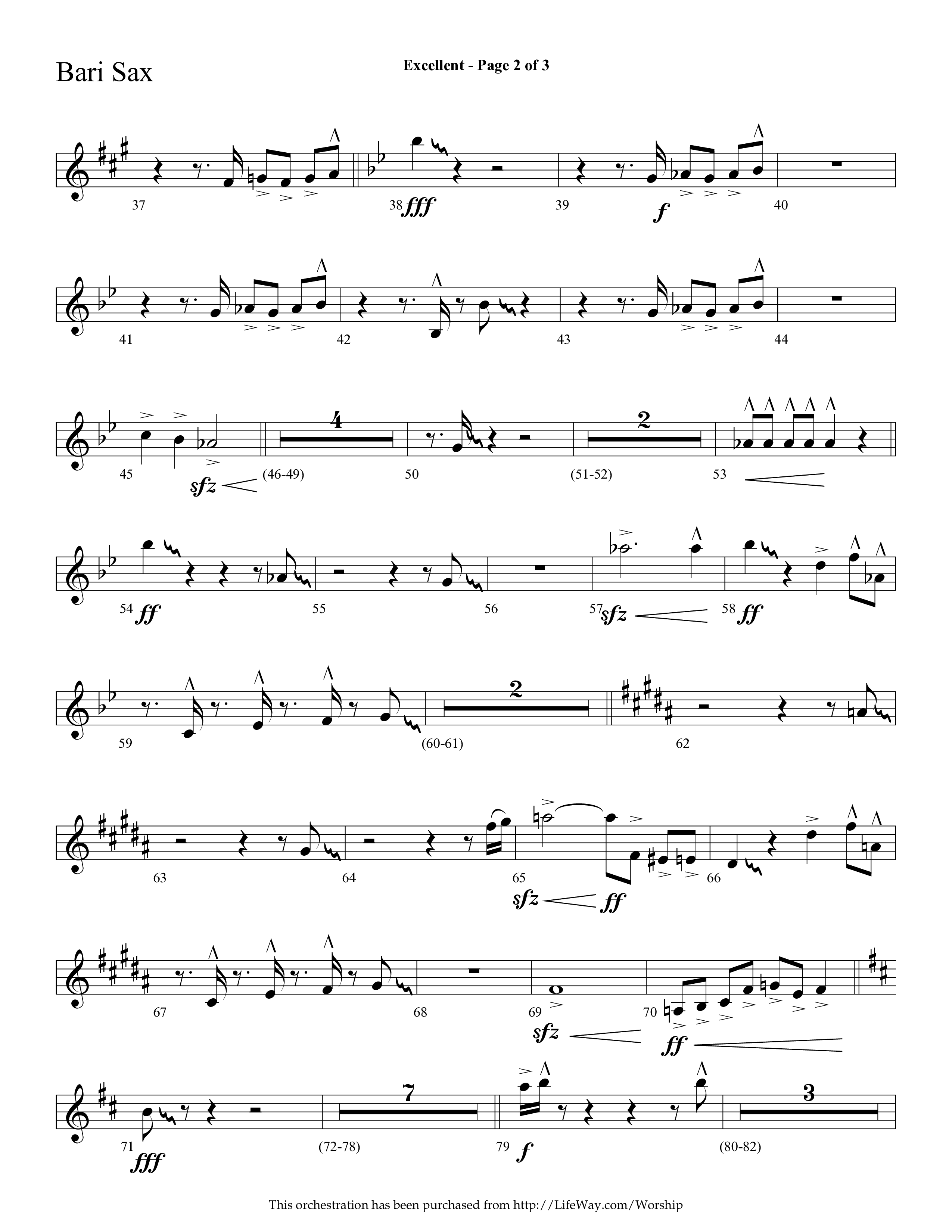 Excellent (Choral Anthem SATB) Bari Sax (Lifeway Choral / Arr. Cliff Duren)