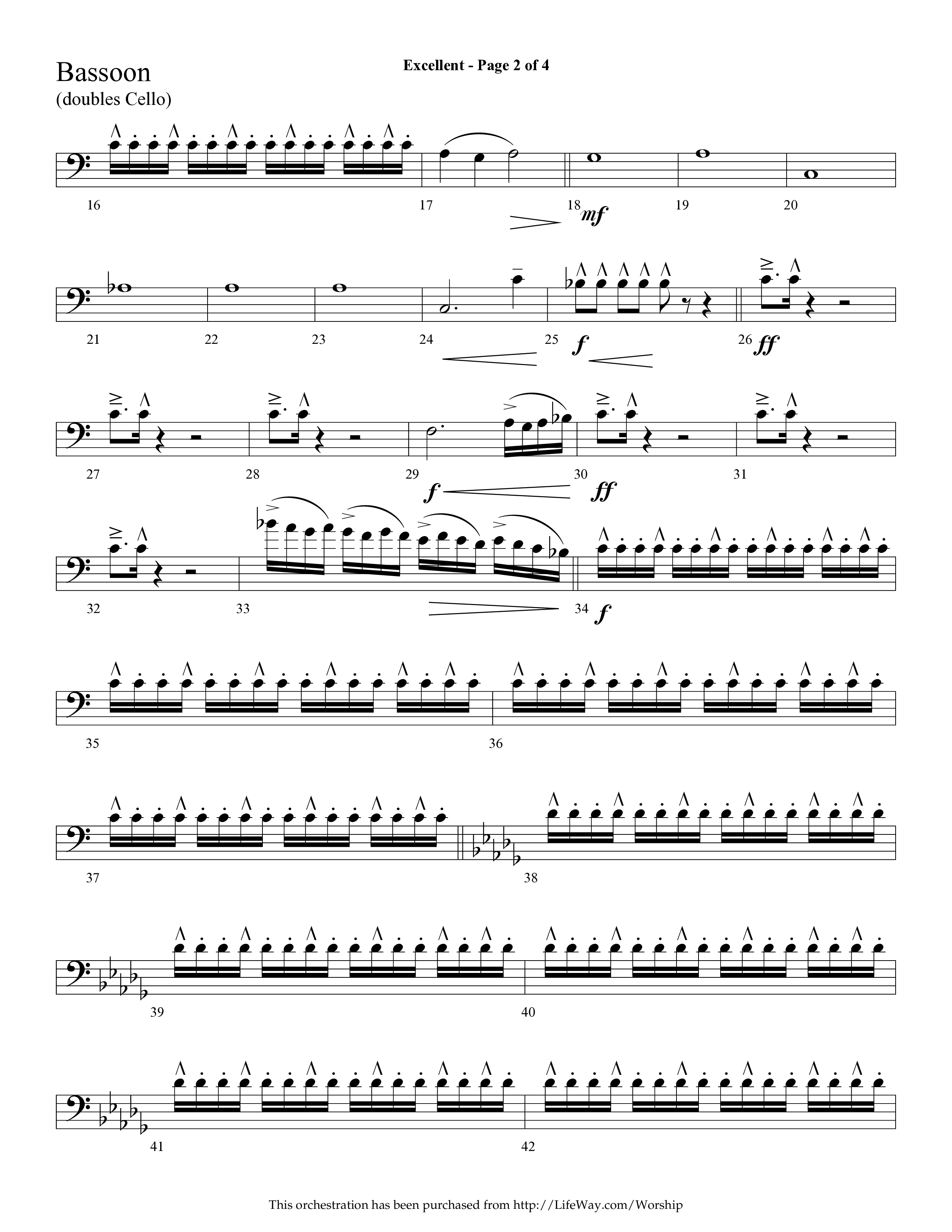 Excellent (Choral Anthem SATB) Bassoon (Lifeway Choral / Arr. Cliff Duren)