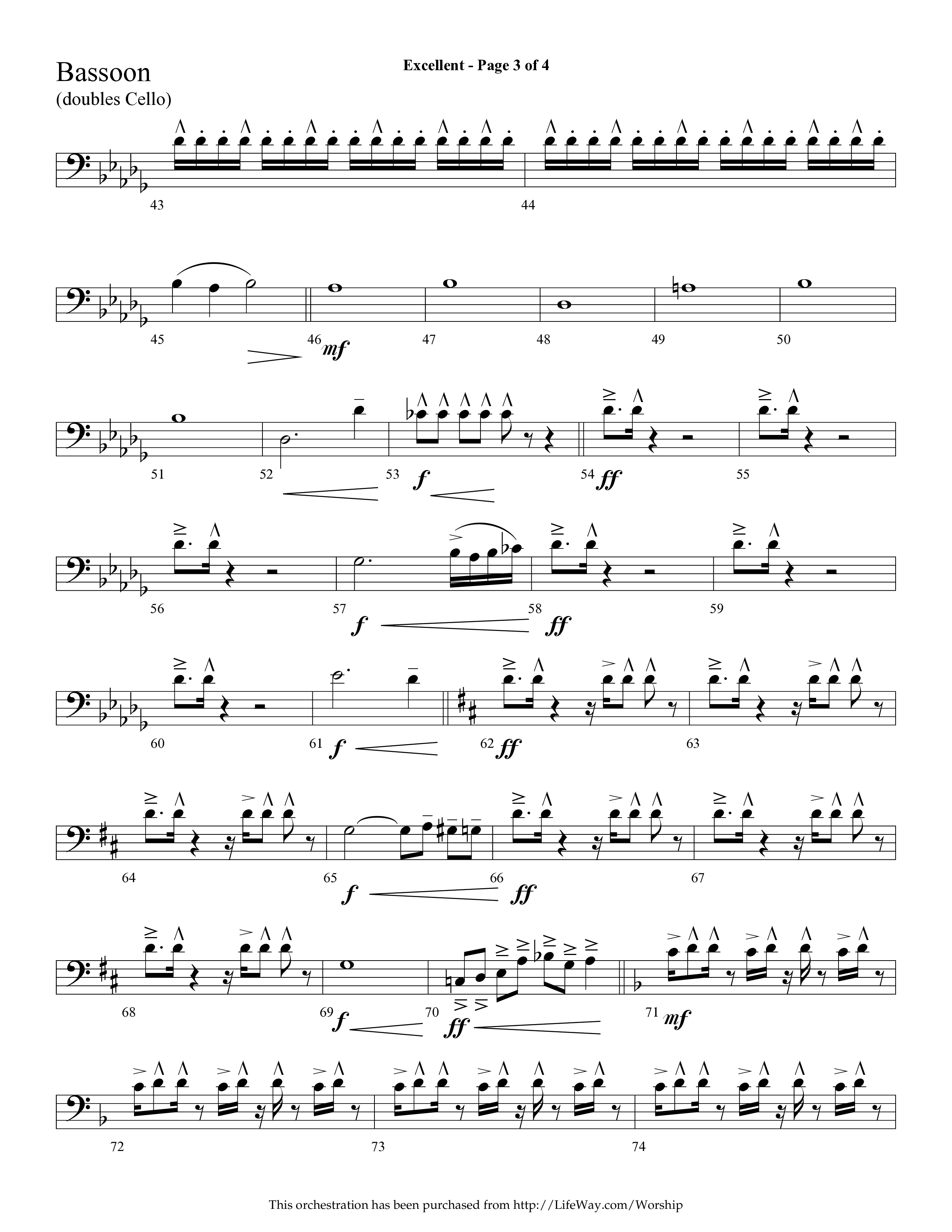 Excellent (Choral Anthem SATB) Bassoon (Lifeway Choral / Arr. Cliff Duren)