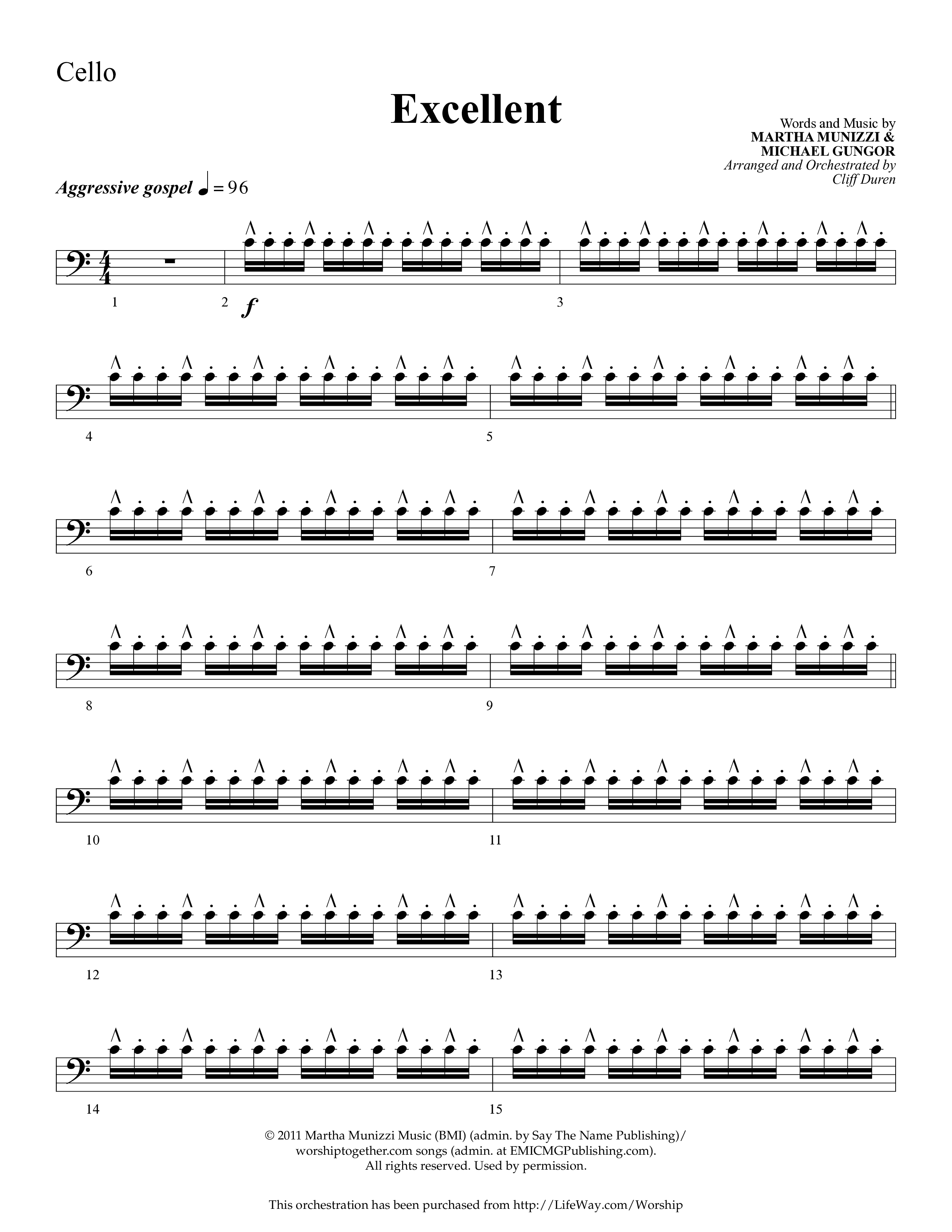 Excellent (Choral Anthem SATB) Cello (Lifeway Choral / Arr. Cliff Duren)