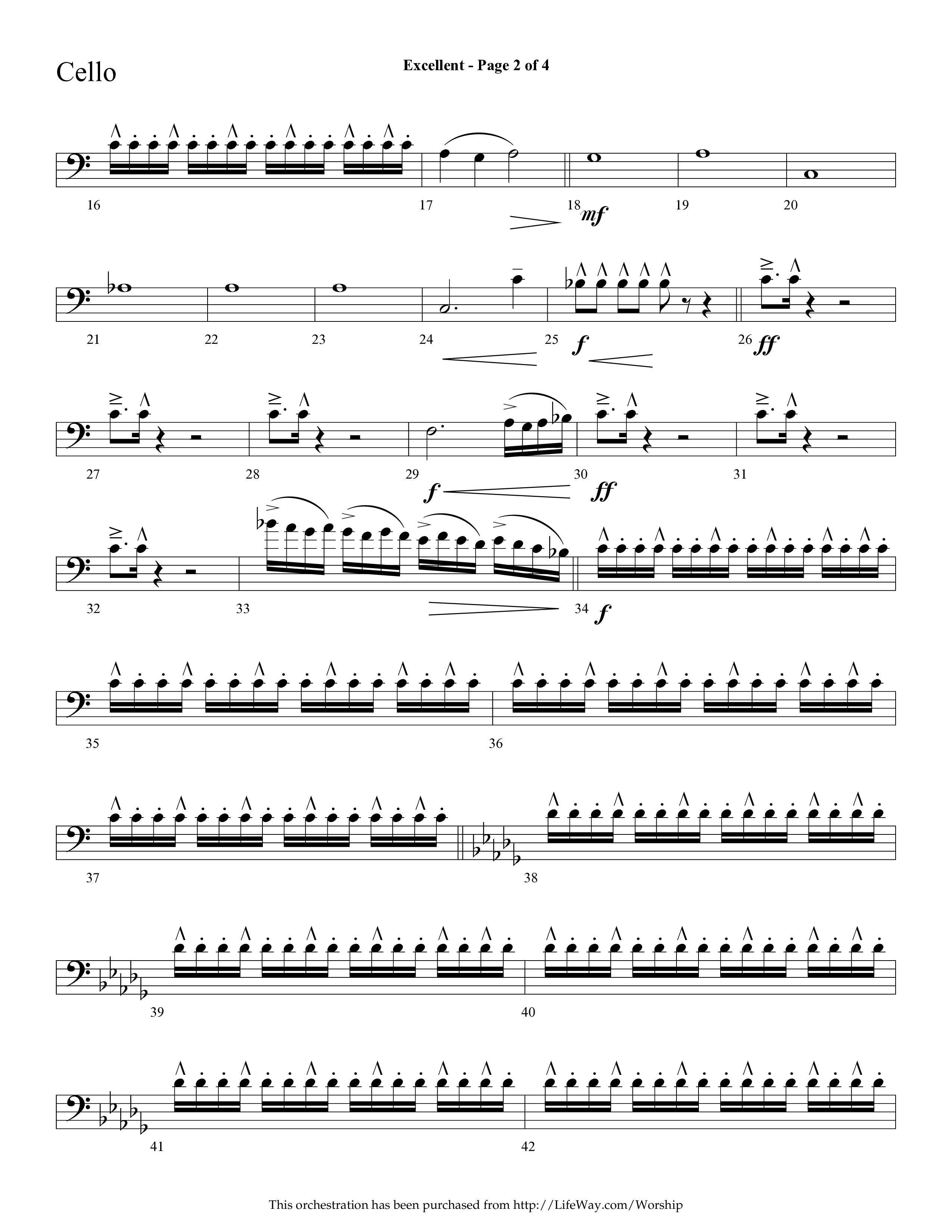 Excellent (Choral Anthem SATB) Cello (Lifeway Choral / Arr. Cliff Duren)