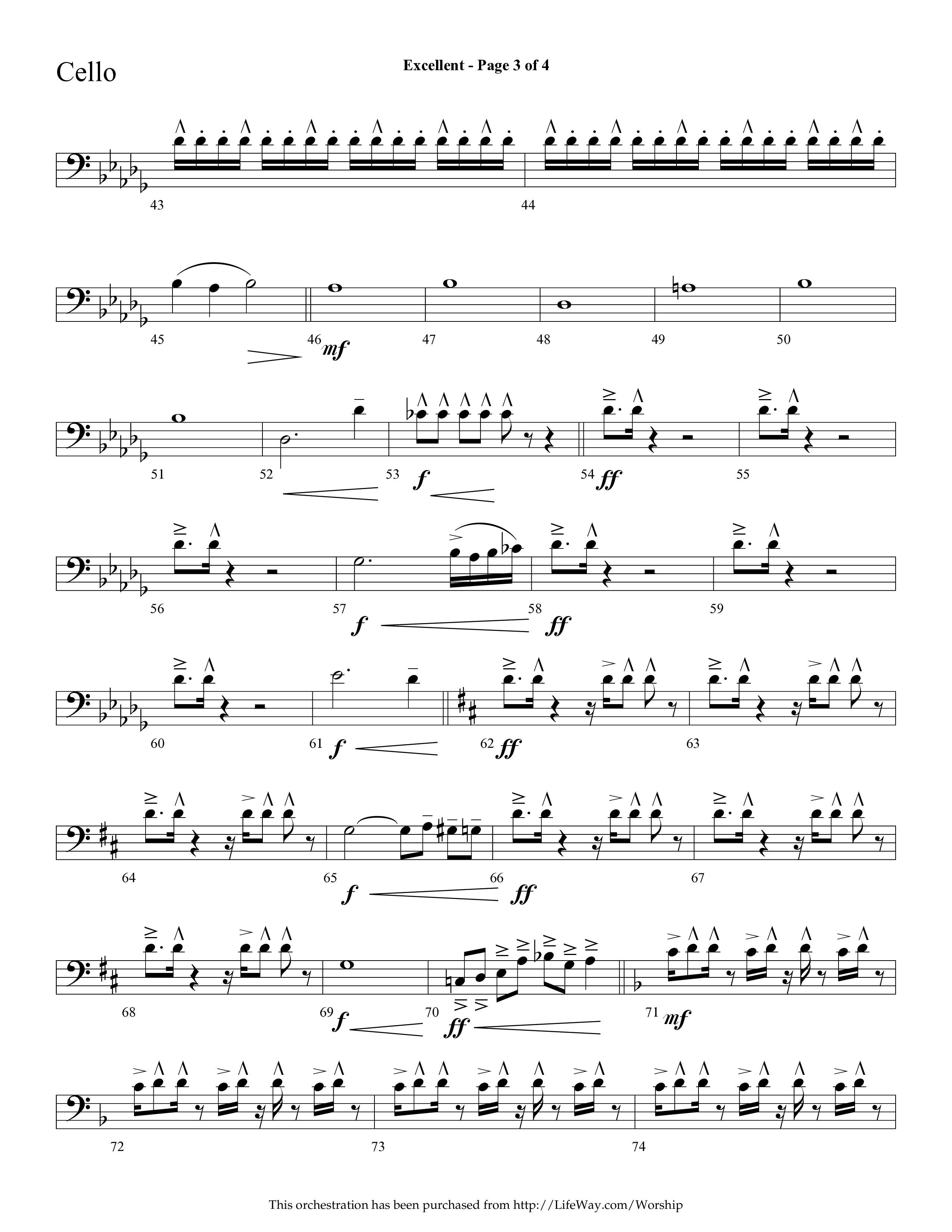 Excellent (Choral Anthem SATB) Cello (Lifeway Choral / Arr. Cliff Duren)