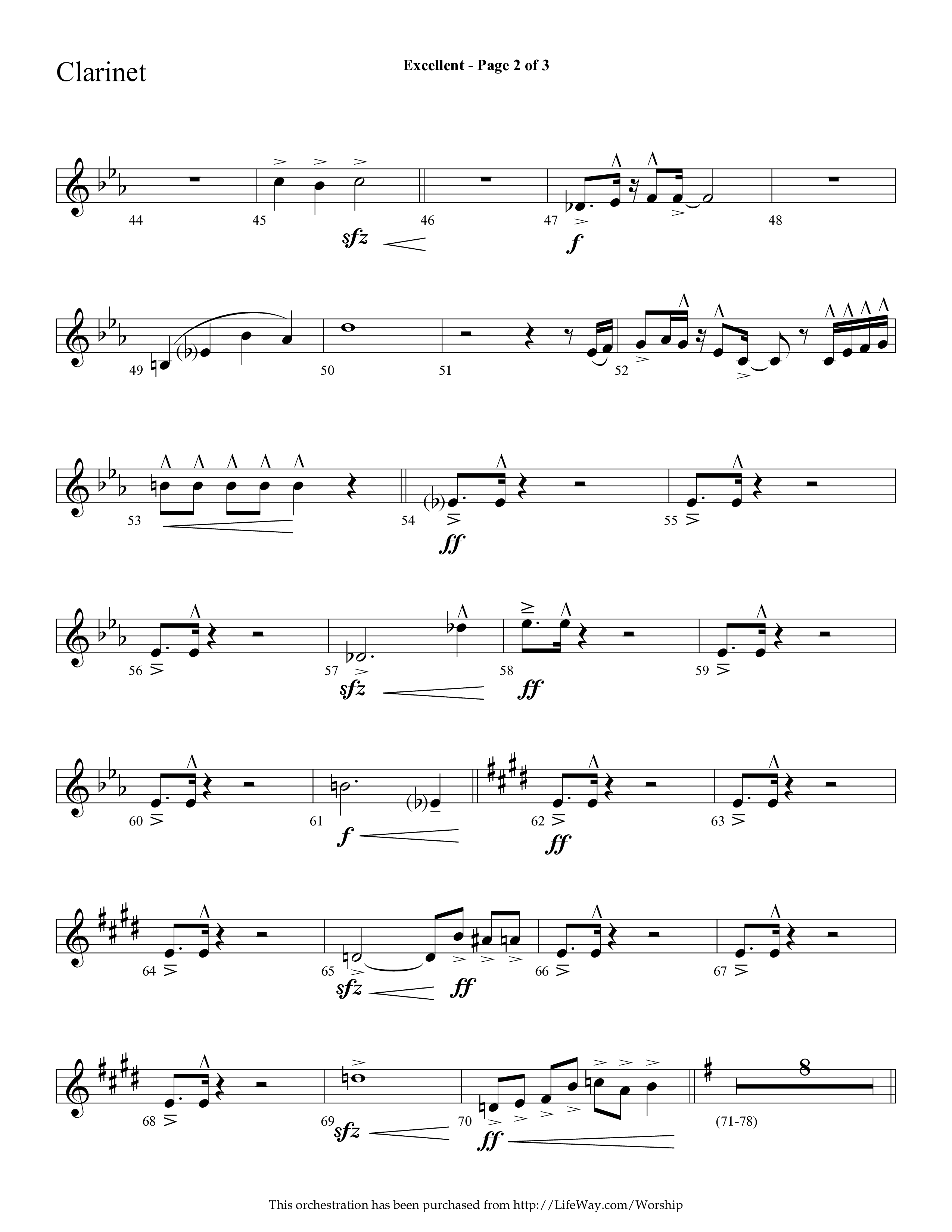 Excellent (Choral Anthem SATB) Clarinet 1/2 (Lifeway Choral / Arr. Cliff Duren)