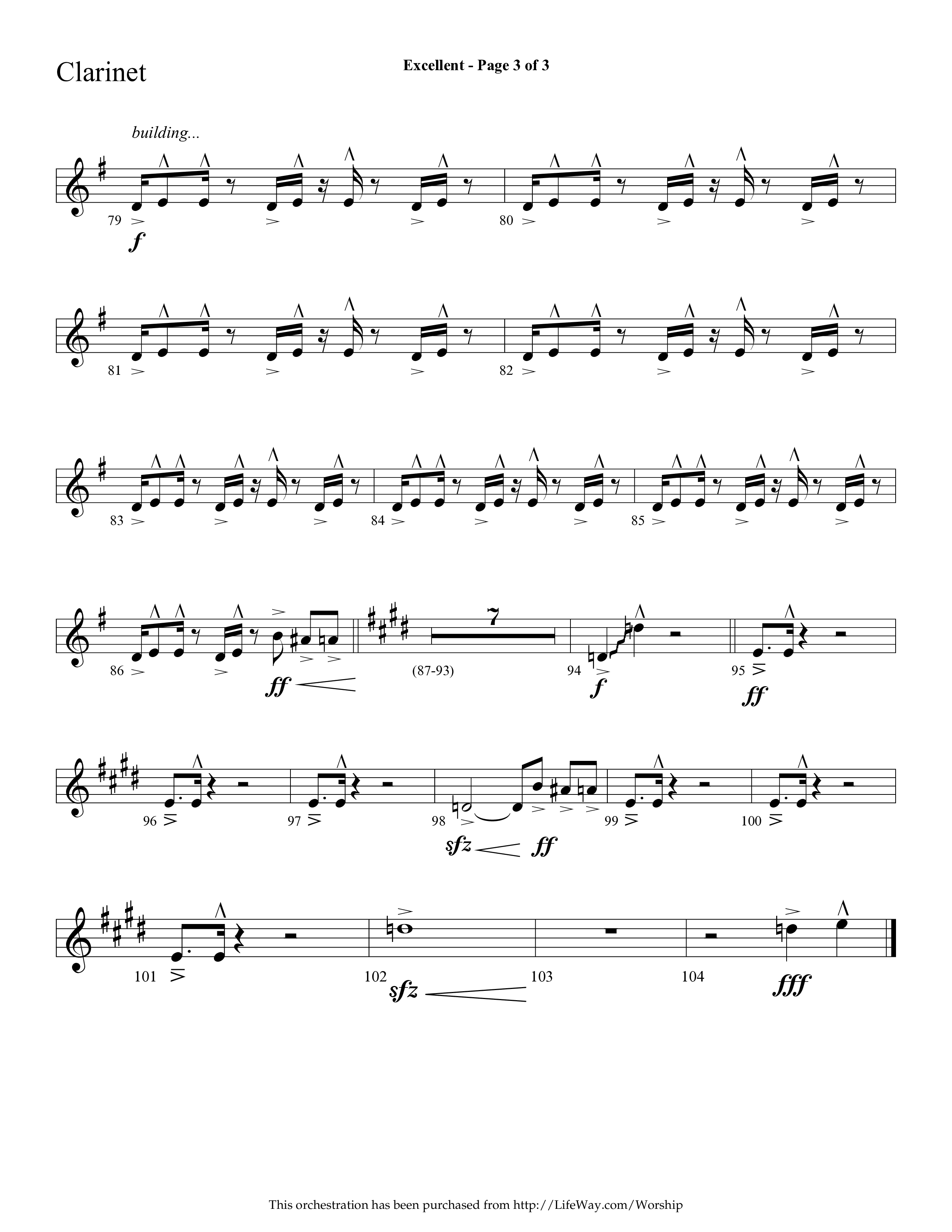 Excellent (Choral Anthem SATB) Clarinet 1/2 (Lifeway Choral / Arr. Cliff Duren)